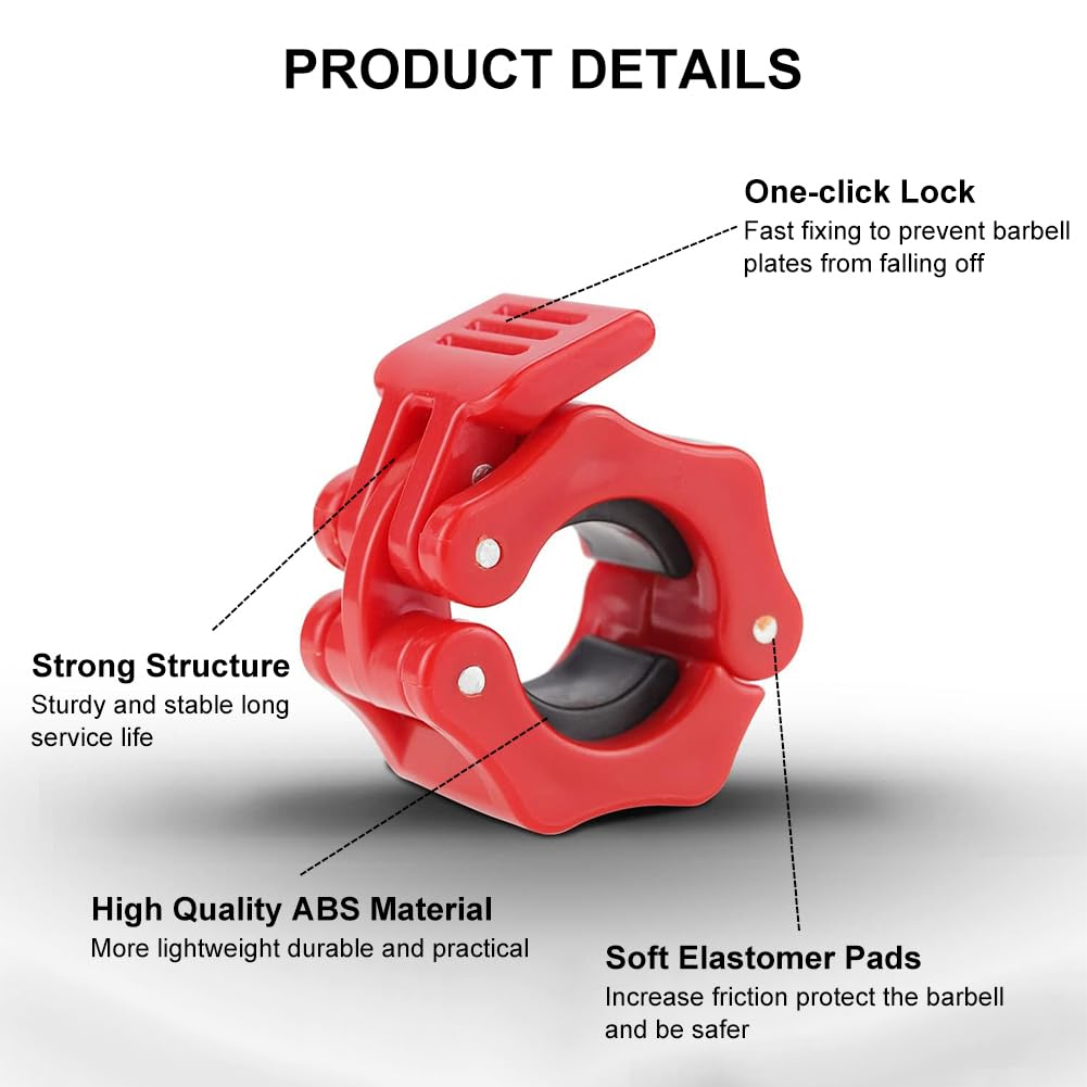Butyeak Morsetti per Bilanciere, Collari Bilancieri 28mm, Ferma Pesi Bilanciere, Barbell Clamps, Chiusure per Manubri, Collare da Bilancieri per La Sollevamento Pesi Formazione Trasversale Fitness