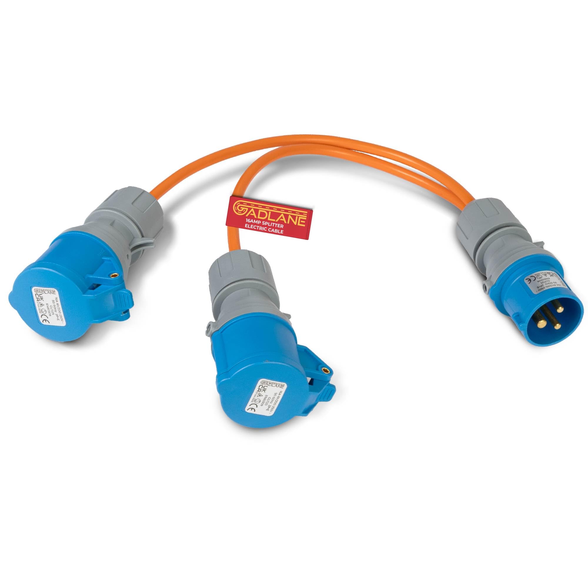 GADLANE Cavo splitter da 16 A a 2 prese da 16 A, adattatore elettrico da 240 V, per campeggio e camper