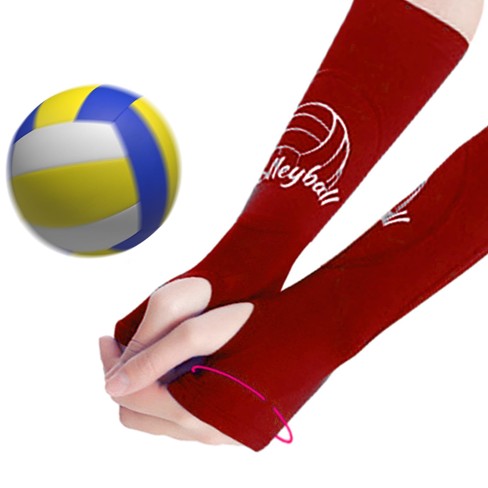 Manicotti per braccio da pallavolo, imbottiti, elastici, imbottiti, per pallavolo, M, colore: rosso