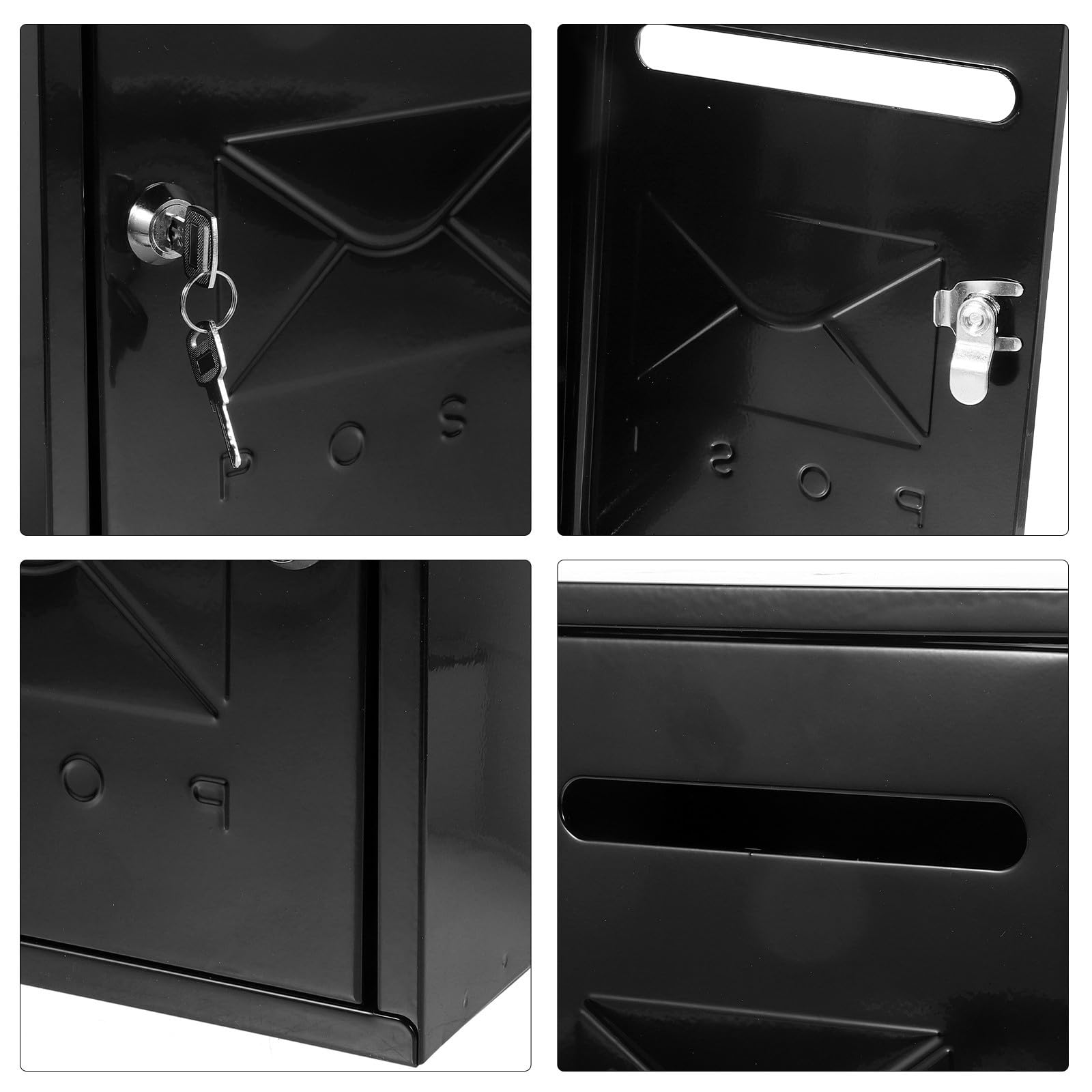 Buzón de Pared Vintage con Cerradura, Hierro, Negro para Hogar