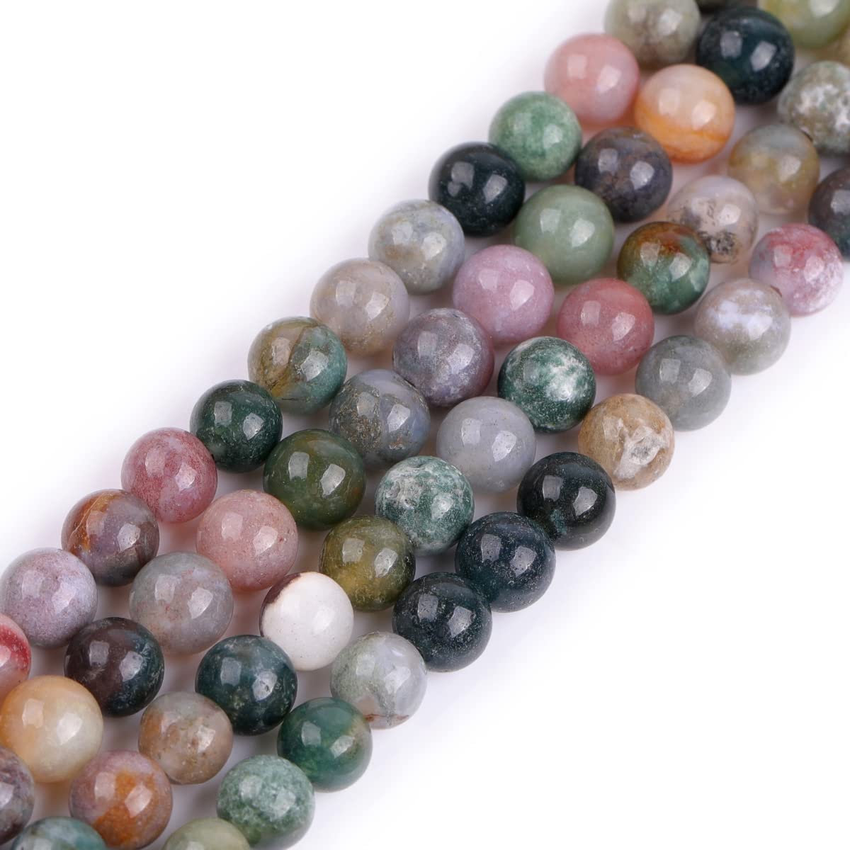 GEM-Inside Natural 6mm Indian Agate Gemstone Loose Beads Round Crystal Energy Stone Power for Jewelry Making 15''