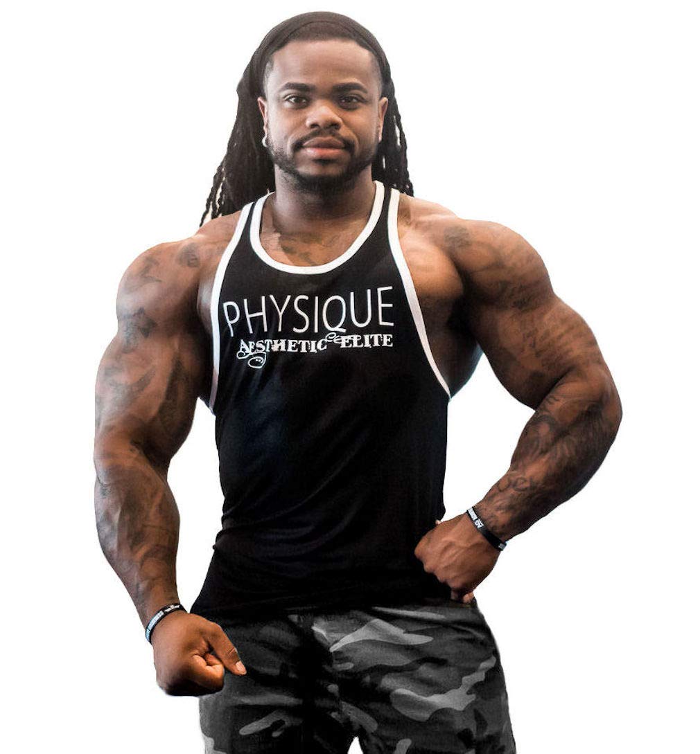 Stringer Tank top in Black with White Trim with Physique Aesthetic Elite Design
