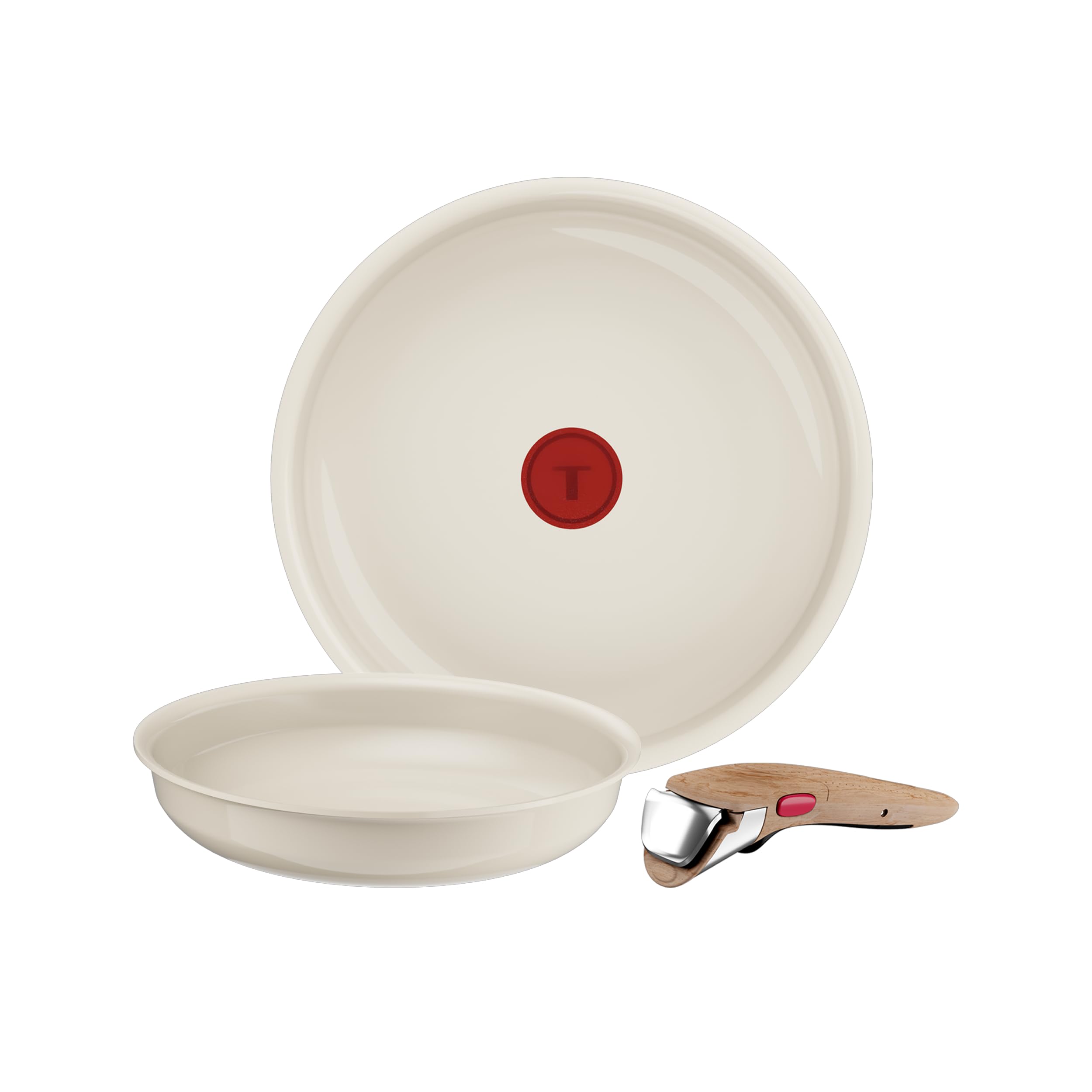 Tefal (Re) flect, 3-częściowe naczynia kuchenne, patelnie i garnki do układania w stosy, zdejmowany uchwyt, ceramika nieprzywierająca, L3699102