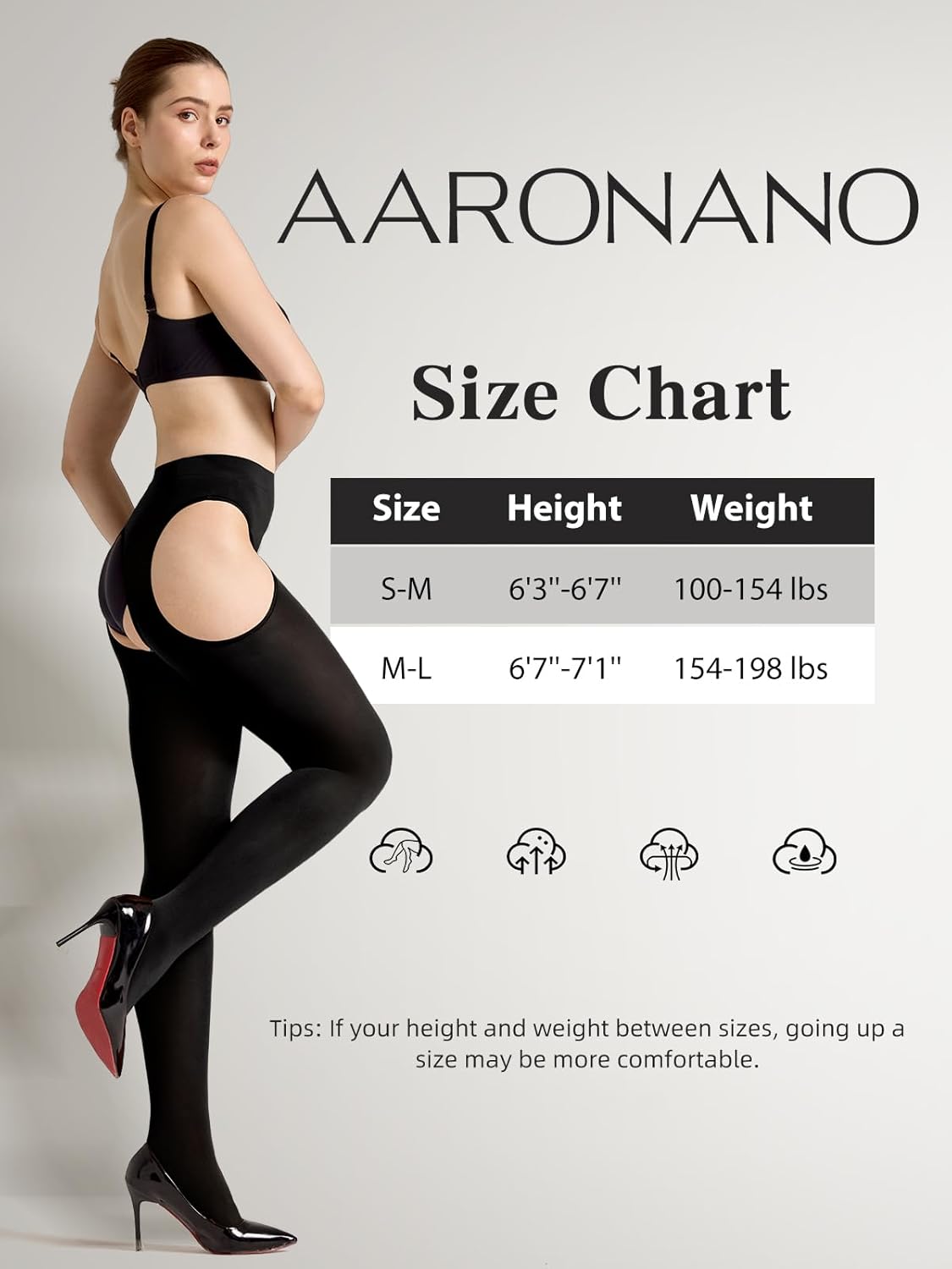 Suspender Tights for Women Opaque Garter Belt Control Top Pantyhose Thigh High Stockings - Image 8