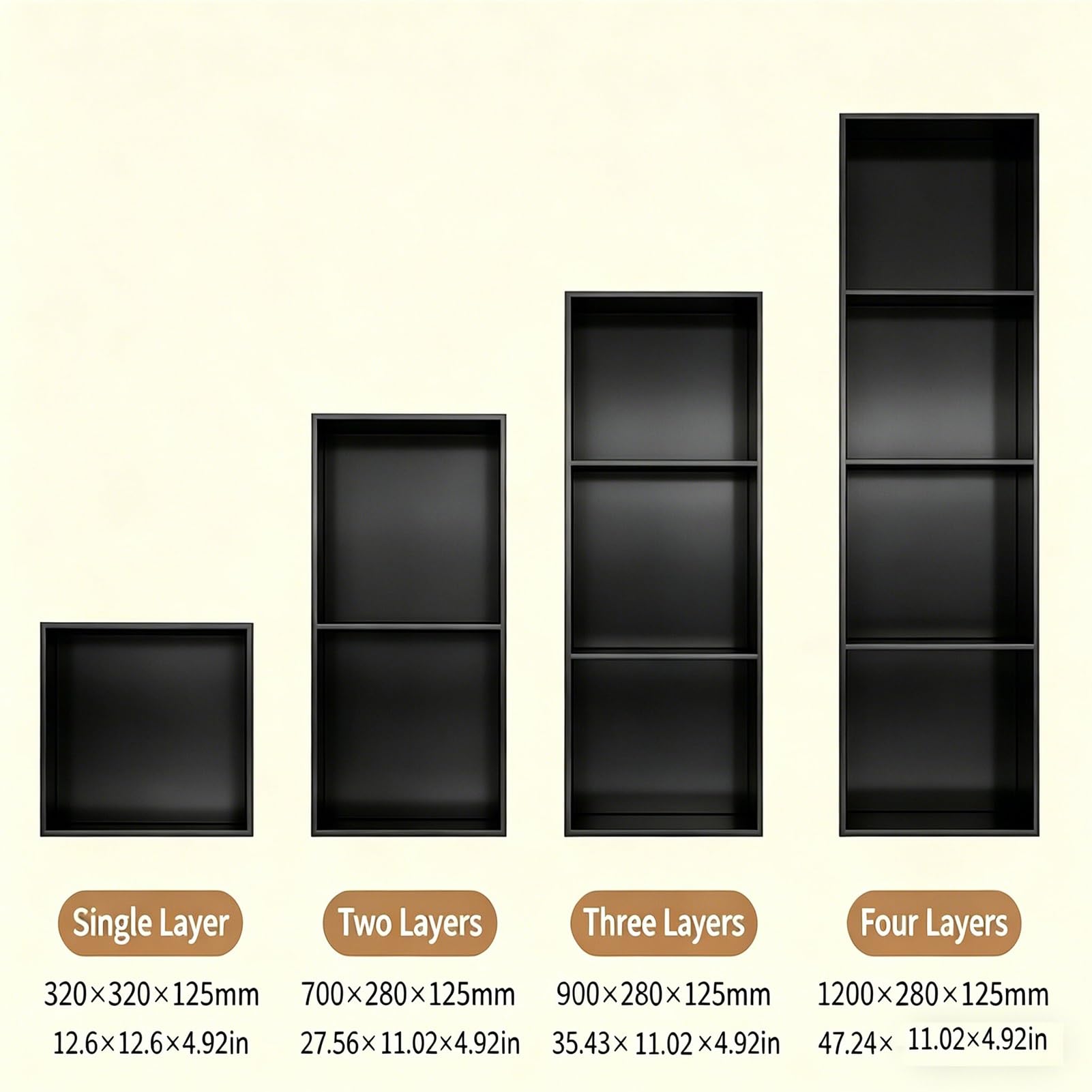 Nicchia Insert Piastrella Pronto Incasso Parete Doccia Organizer Inossidabile Acciaio Integrato Bagno Ripiano Senza Piastrella Necessario Nera(12.6x12.6x4.92in)