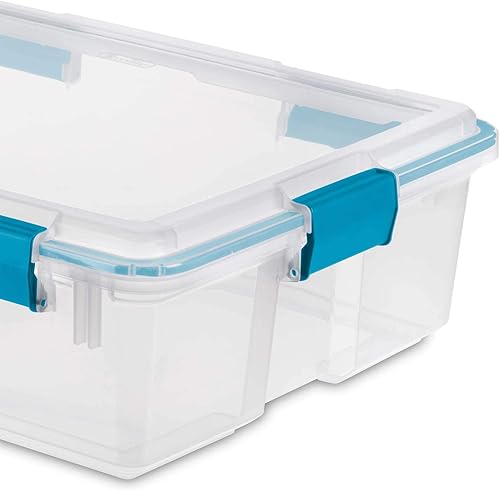 Miniatura 4 de Sterilite Caja de juntas de 37 cuartos de galón, contenedor de almacenamiento apilable con tapa de pestillo y recipiente de plástico de sellado