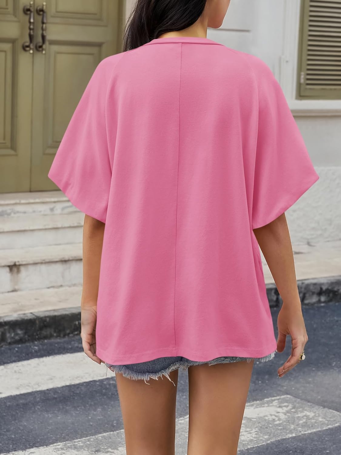 Tankaneo Womens Oversized Puff Short Sleeve T Shirt Summer Casual Crew Neck Tunic Tops Loose Fit Basic Tees - Image 3