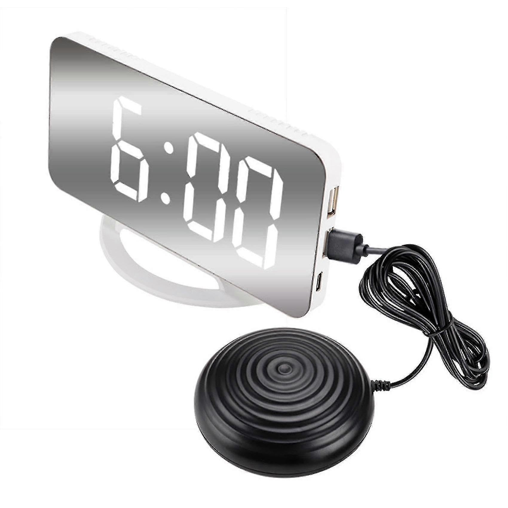 JOYHAPPST Loud Vibrating Alarm Clock For Heavy Sleepers Adults Deaf, Digital Mirrored Clock With Bed Shaker F