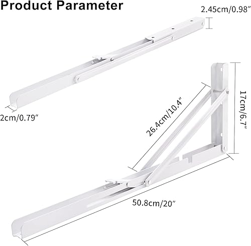 Miniatura 56 de YUMORE Soportes de estante plegables de 24 pulgadas, carga máxima: 330 libras de acero inoxidable resistente soporte de estante plegable para mesa
