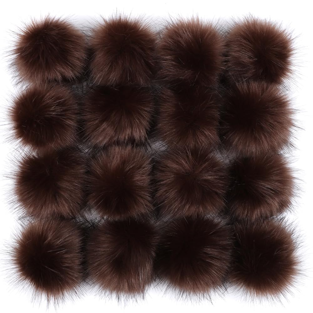 Pack of 12 8-9 cm Faux Fur Pompoms, Faux Fur Pompoms for Crafts Artificial Fur Pompoms, Fluffy Pompoms for Crafts DIY