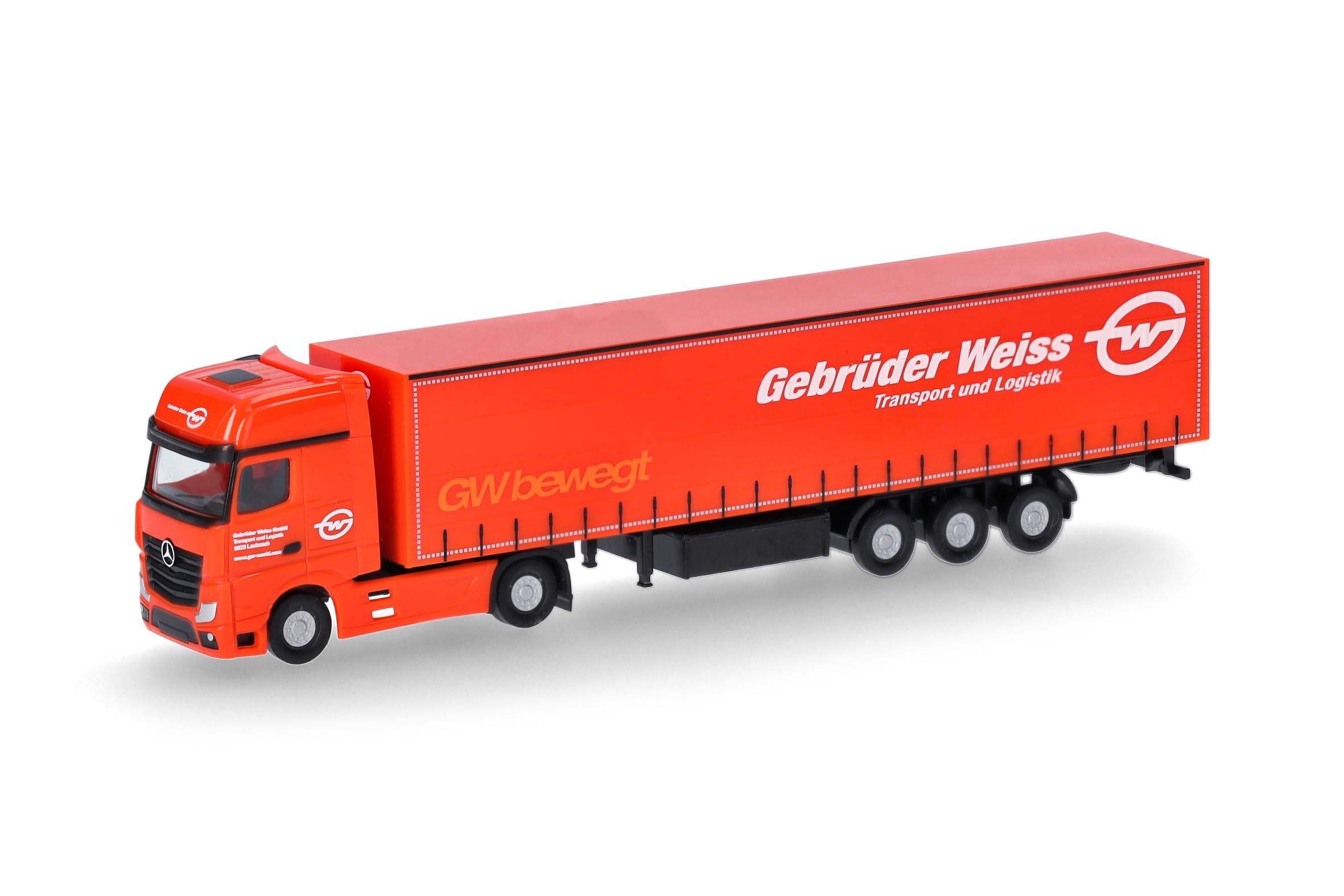 Herpa 066891 | MB Actros Gigaspace Gardinenplanen-Sattelzug | Gebrüder Weiss | Spur N | 1:160 | Miniaturmodell