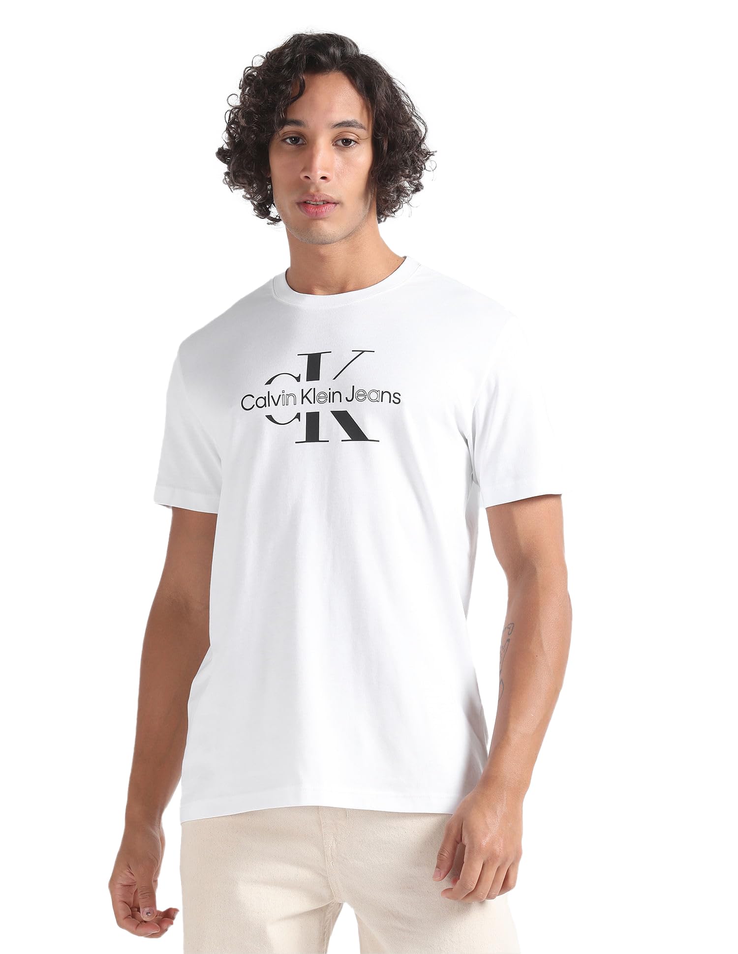 Calvin Klein Disrupted Outline Monologo tee J30j325190 Camiseta con diseño de monográfico Hombre