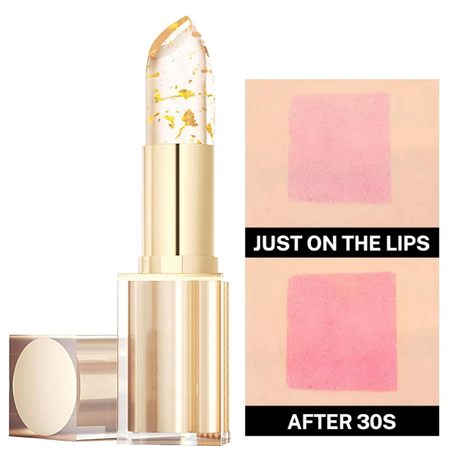 Colour Changing Lipstick, Transfer Proof & Long Lasting PH Lipstick with Gold Foil, Clear Lip Stick That Changes Color - Image 2