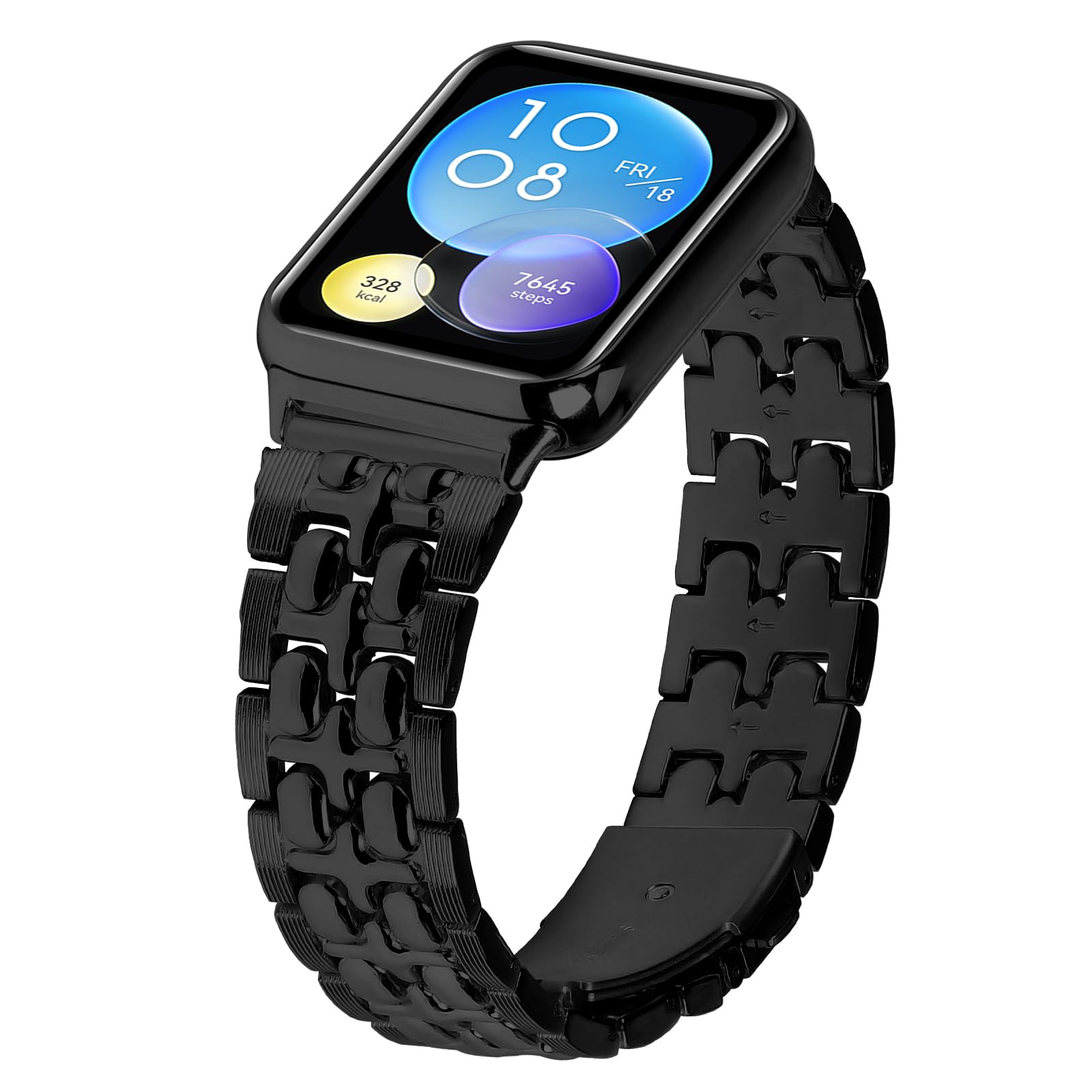 MVRYCE Watch Strap Compatible With Mi Band 8 Pro,Stainless Steel Rhinestones Band Replacement Band Adjustable Metal Strap for Mi Band 8 Pro Smart Watch (Black)