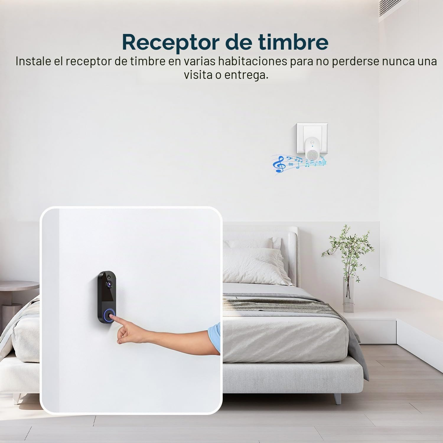 Cámara de timbre de video inalámbrica de 1080P, detección humana AI, visión nocturna, audio de 2 vías, funciona con pilas, almacenamiento en la nube, WiFi de 2,4 G, vigilancia interior y