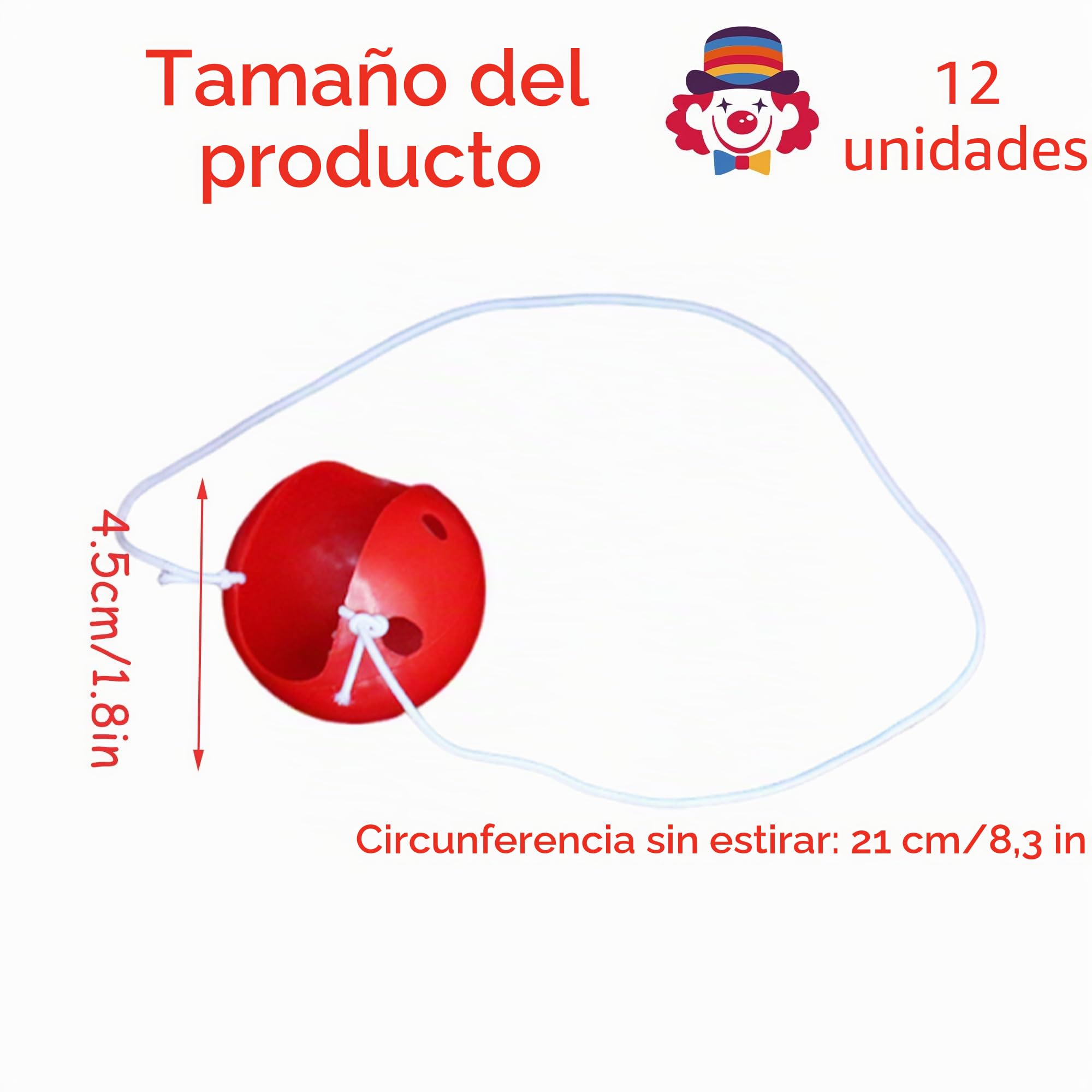 Nariz Payaso narices de Payaso Nariz de Payaso narices Payaso Material plástico con Cuerda elástica Adecuado para Carnaval, Fiesta de cumpleaños, diversas Fiestas de Halloween (plástico, 12)