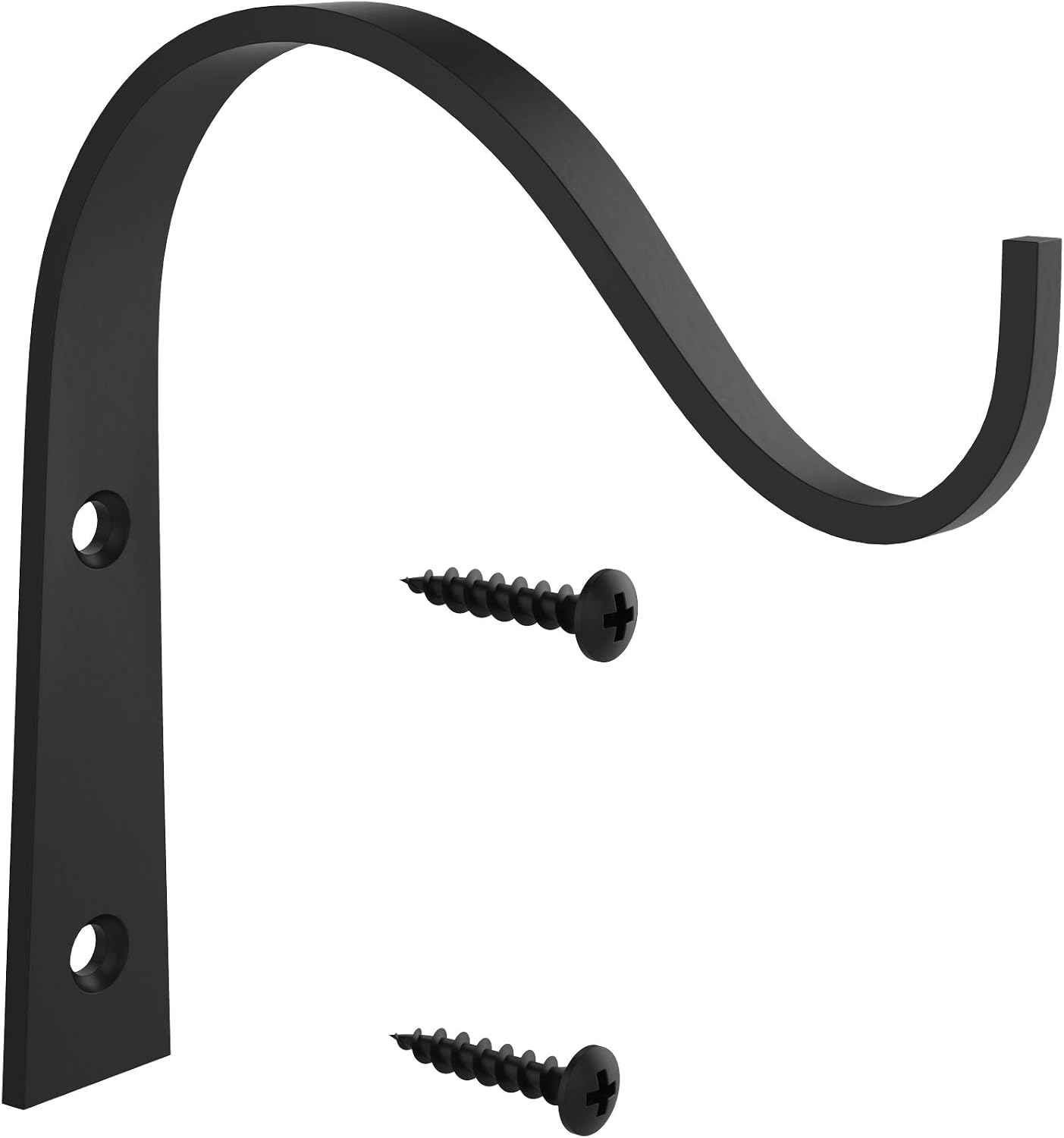 Decorative Hooks Plant Hanger Bracket Iron Metal Wall Décor Shepherds Hook Lantern Wall Hanger for Hanging Plants Outdoor, Bird feeders, Rustic Home Decor (6 Pack Black)