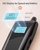 Vista 4 de Beloving Máquina perforadora de uñas portátil, lima de uñas eléctrica recargable de 30000 rpm, profesional con visualización de velocidad, bandas