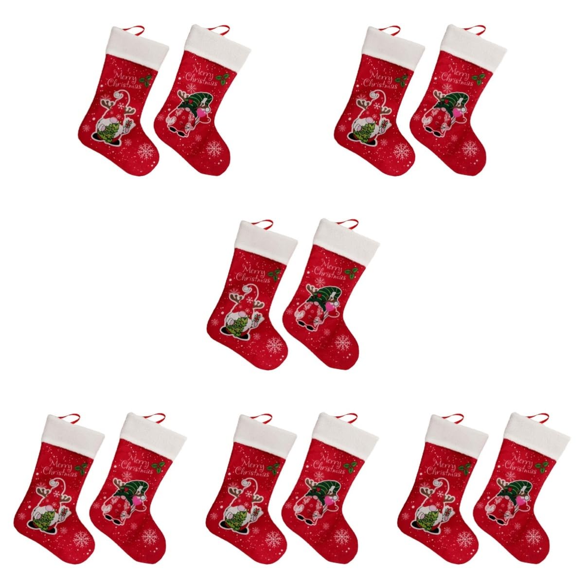 MAGICLULU 6 Sätze Weihnachtsstrumpf-geschenktüte Girlande Baum Weihnachtsstrumpf Mit Füßen Ornamente Mann Plüsch Weihnachten Dekorationen Socke Vliessocken Rot 2 Stück * 6