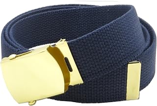 Canvas Web Belt Military Style with Brass Buckle and Tip 54" Long Many Colors