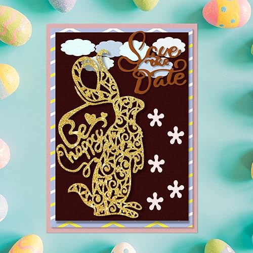 Miniatura 4 de Troquel de conejo de Pascua de metal para hacer tarjetas, troqueles de corte de conejo huecos de primavera para decoración de vacaciones, bricolaje,