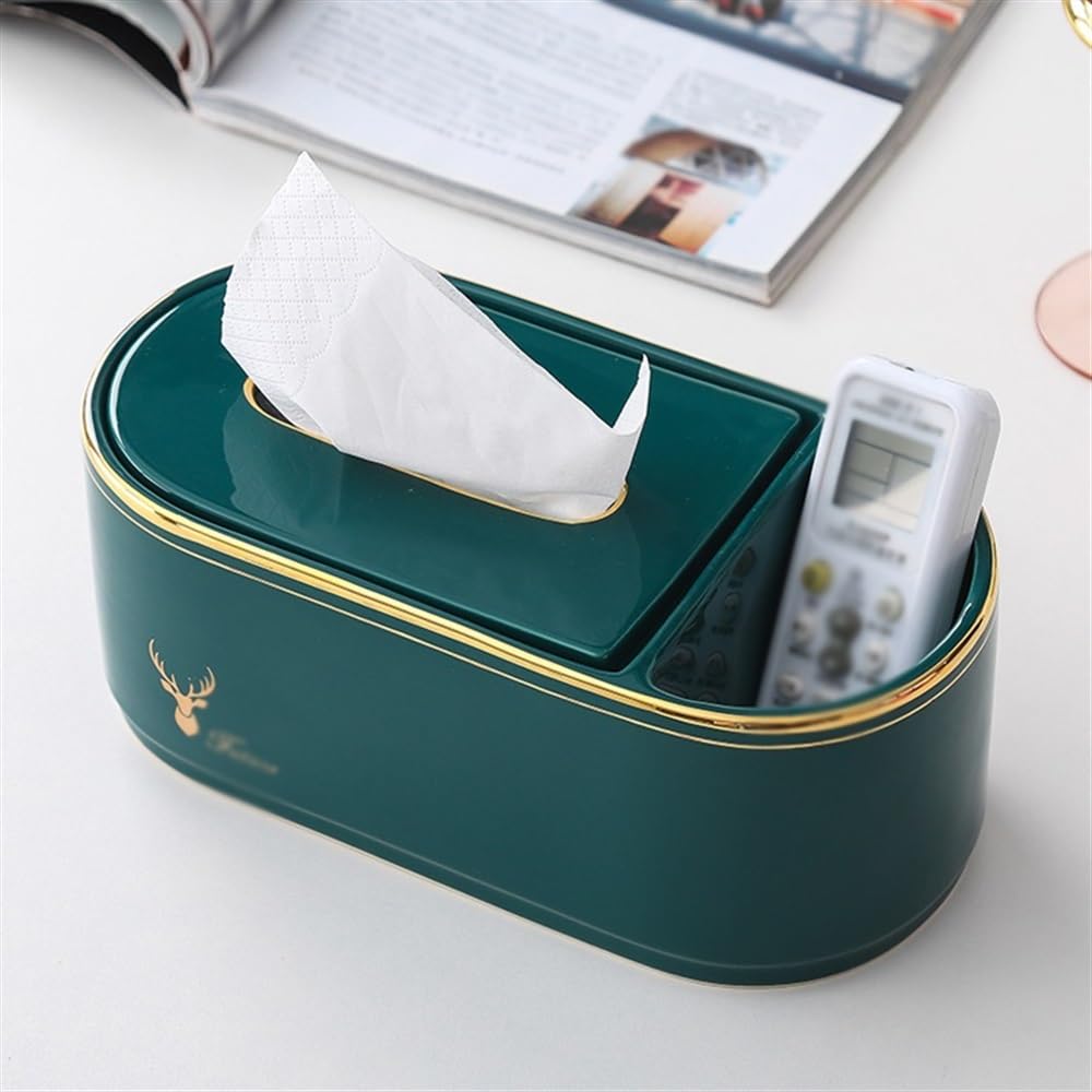 Porte-mouchoirs Boîte à mouchoirs en céramique avec Organiseur de Poche latéral Multifonction for télécommande, cosmétiques, Stylo, Crayon – Rangement for Table Décor de boîte faciale
