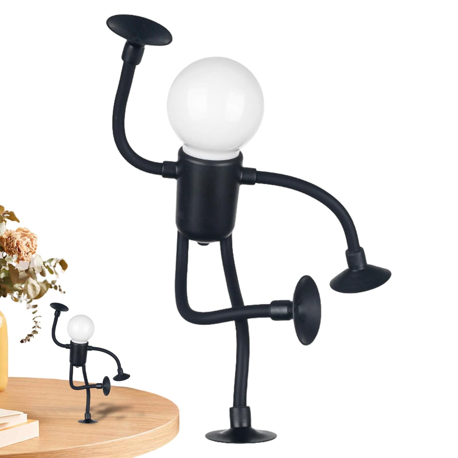 Cute Lamp, Flexible Suction Light, Battery‑Operated Sportsman Night Lamp with Bendable Body and Strong Grip for Fun Kids Room Decor, Perfect for Home Living Room Bedroom Nursery Dorm Desk Fridge