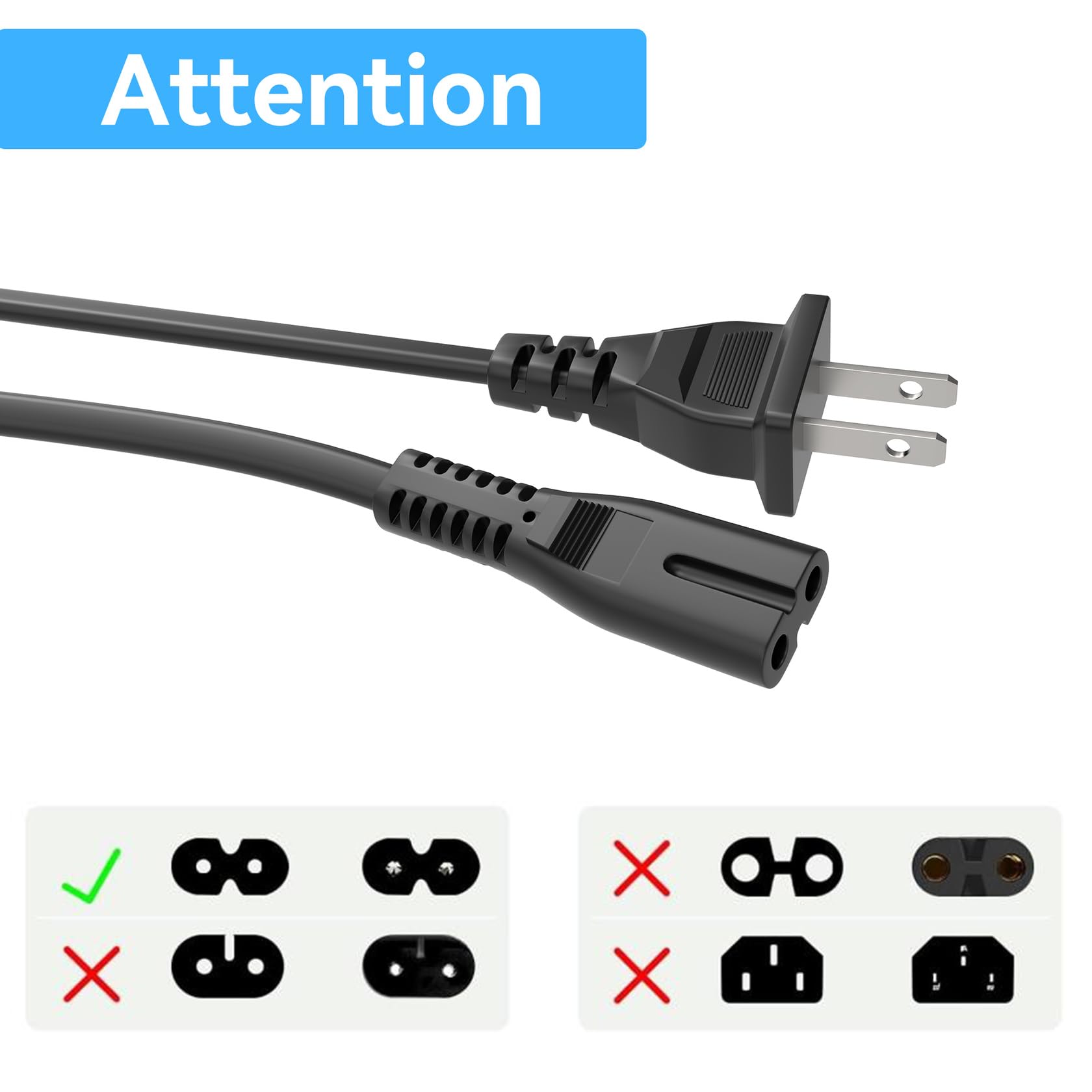 AC Power Cord Outlet Socket Cable Plug for UN32EH5300FXZA UN40EH5300 LED-LCD Smart TV — view 5