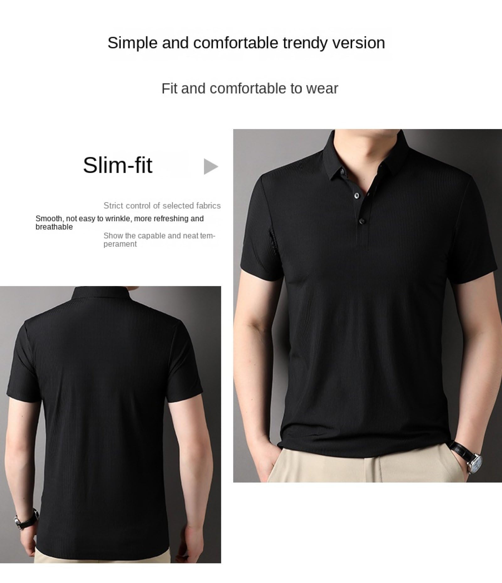 Moda Casual - Polo Estiva da Uomo in Tinta Unita, Casual, con Colletto Rovesciato, Manica Corta, Top, Abbigliamento, Uomo, Traspirante, Polo Sportiva da Tennis