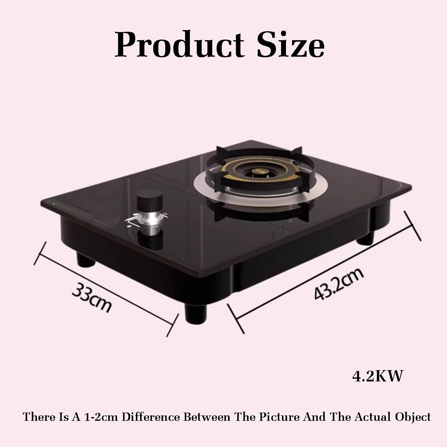 Gas Stove,kitchen Counter Top 4.2KW,Gas/LP Conversion,Tempered Glass Cast Iron Pot Rack,with Flameout Protection,for Home Kitchen(NG)