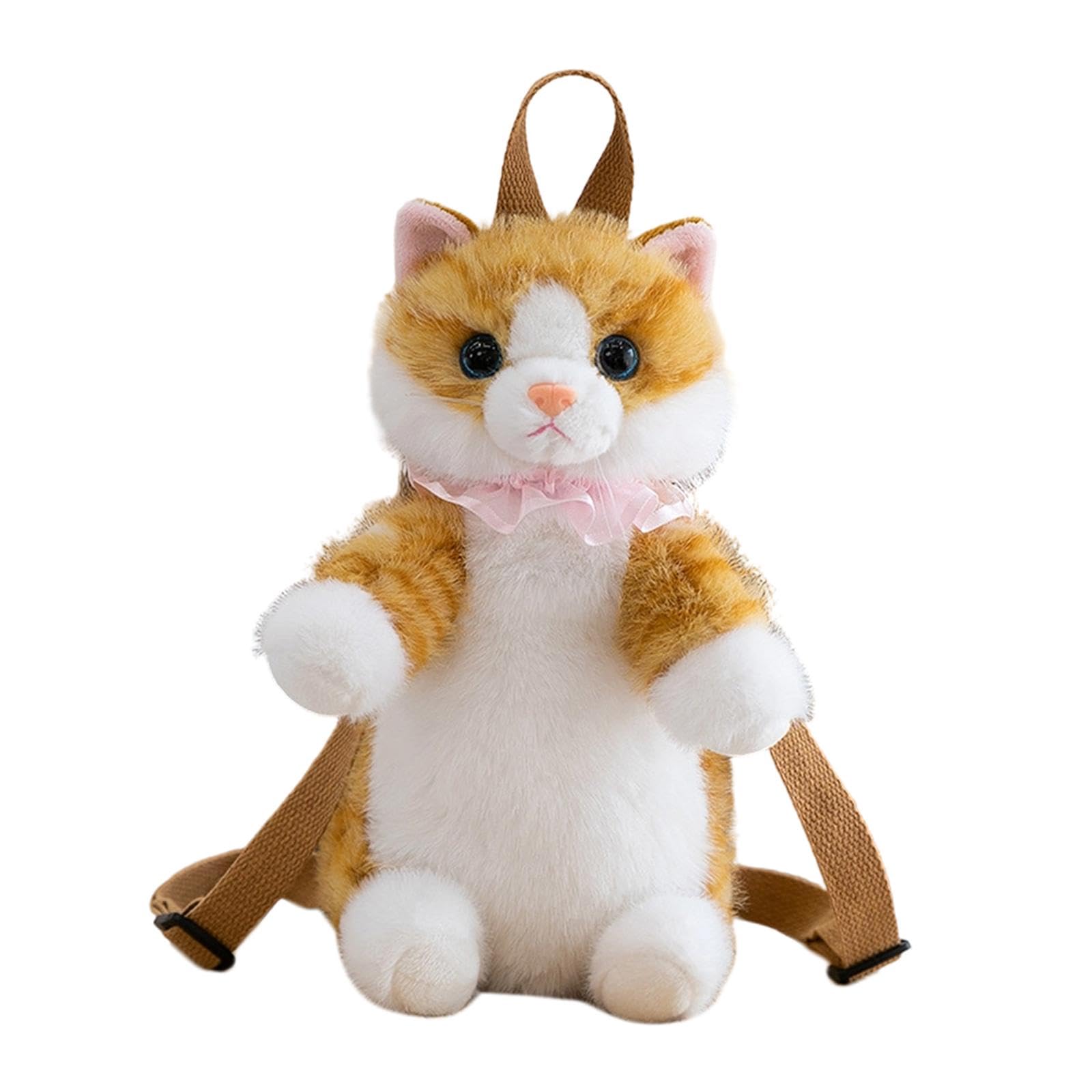 Cat Shaped Backpack Stylish Women Birthday Gift Casual Plush Animal Backpack Orange-image-31