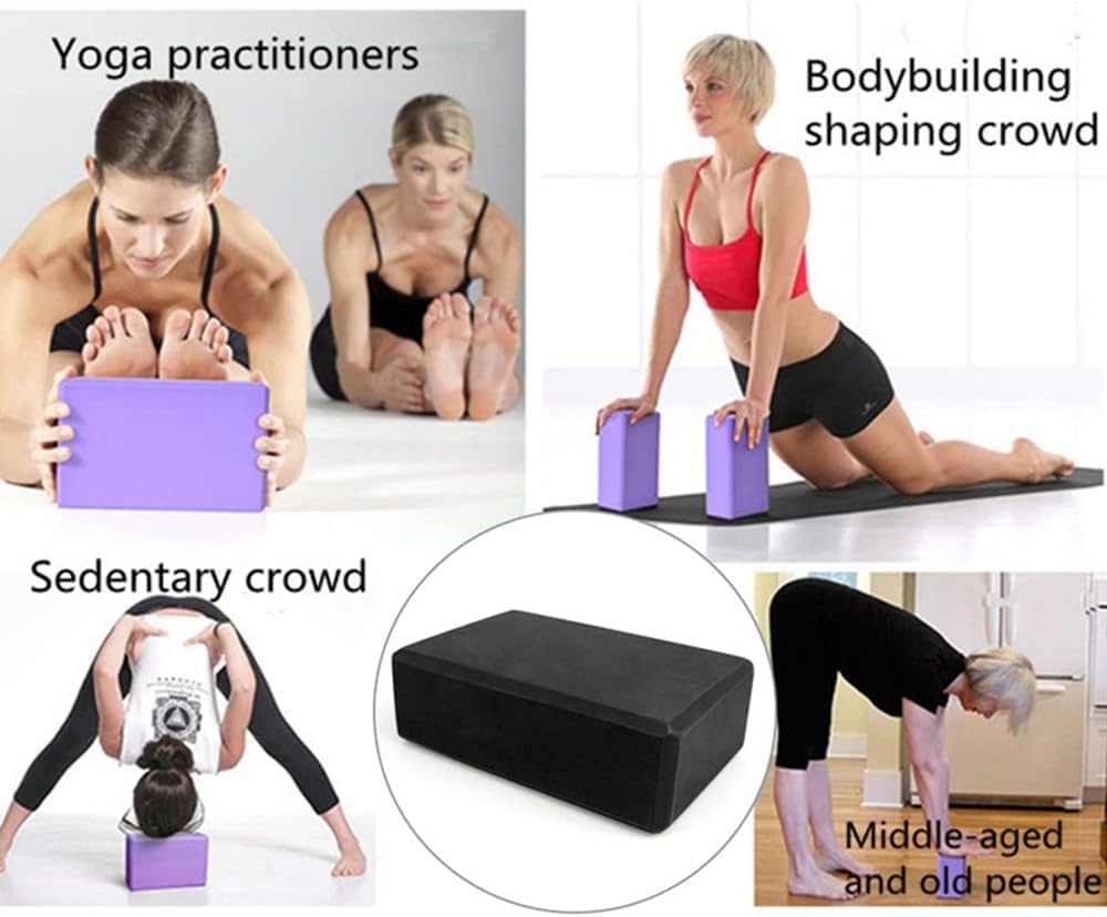 3pcs Hohe Dichte Eva Yoga Block Bunter Schaumstoffblock Pilates Ziegel Fitness Übung Stretching Gesundheitstraining, Yellow