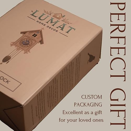 Miniatura 6 de Reloj de cuco - Moderno reloj de cuco marrón para pared - Melodías naturales - Control de volumen - Modo nocturno - Perfecto para adultos, niños y