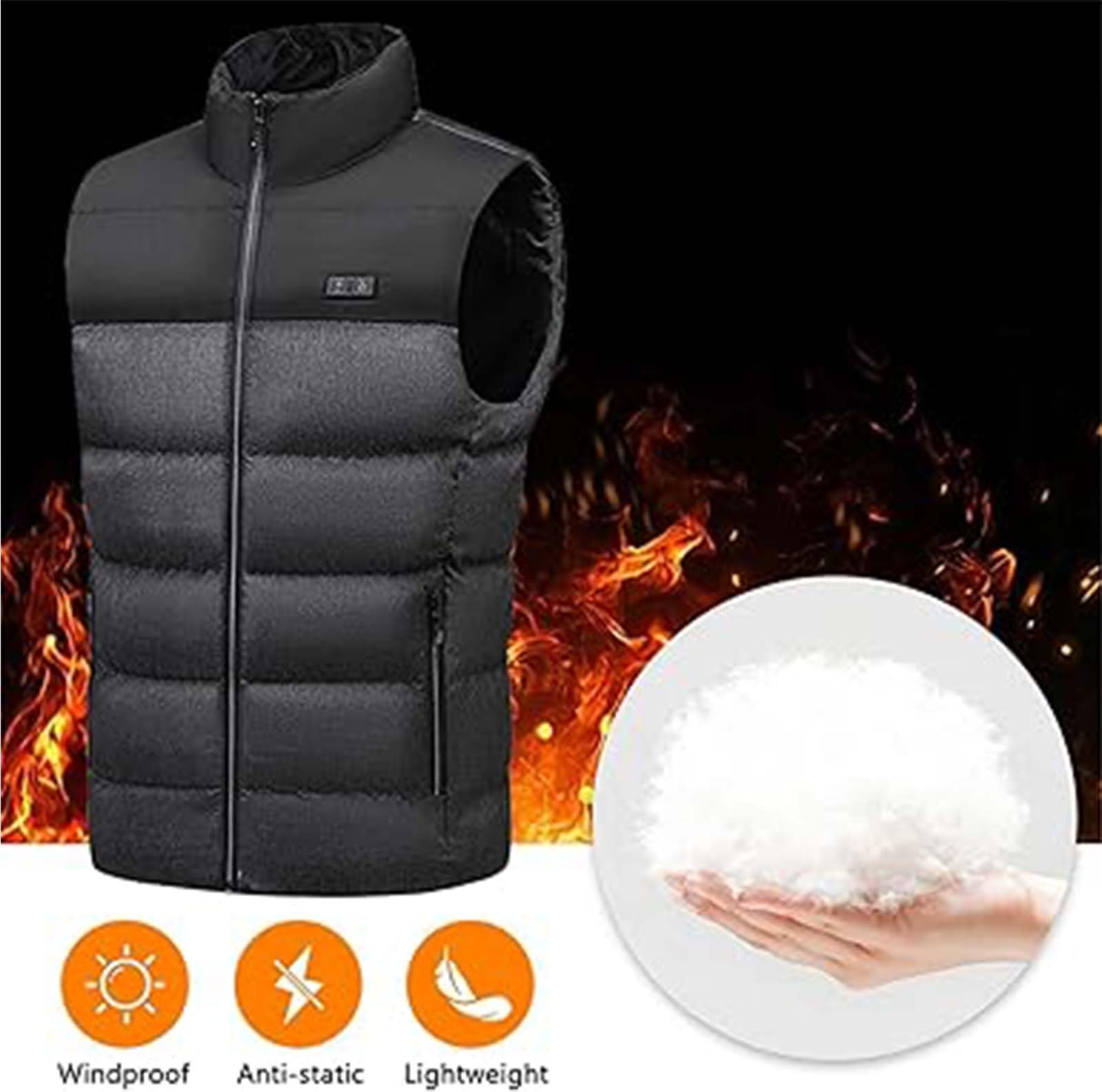 Chaleco Calefactable Hombre Chaleco Calentador Eléctrico USB con 15 Zonas Calefactables 3 Niveles de Temperatura Chaleco Termico Lavable para Camping Senderismo Esquí Pesca
