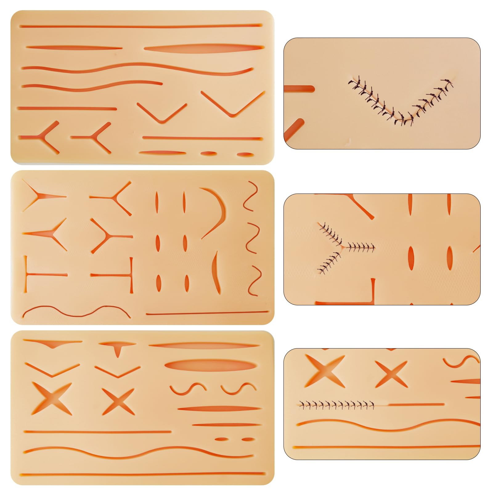 3 Pcs Suture Pad 3 Layer Suture Practice Pad with Wounds Suture Practice Kit, Hard to Rip, Tear or Break for Medical and Vet Students Veterinarian Nurses Training and Practice