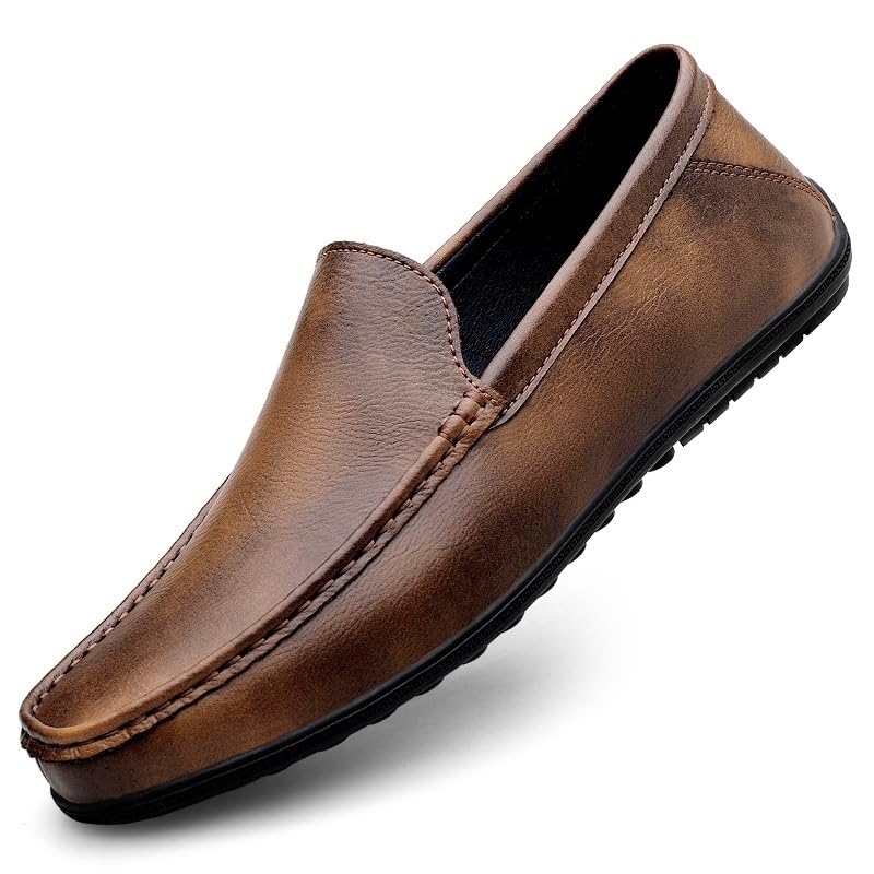 Mens Loafers Shoe Round Toe Faux Leather Loafer Shoes Anti-Slip Comfortable Slip Resistant Party Casual Slip-on
