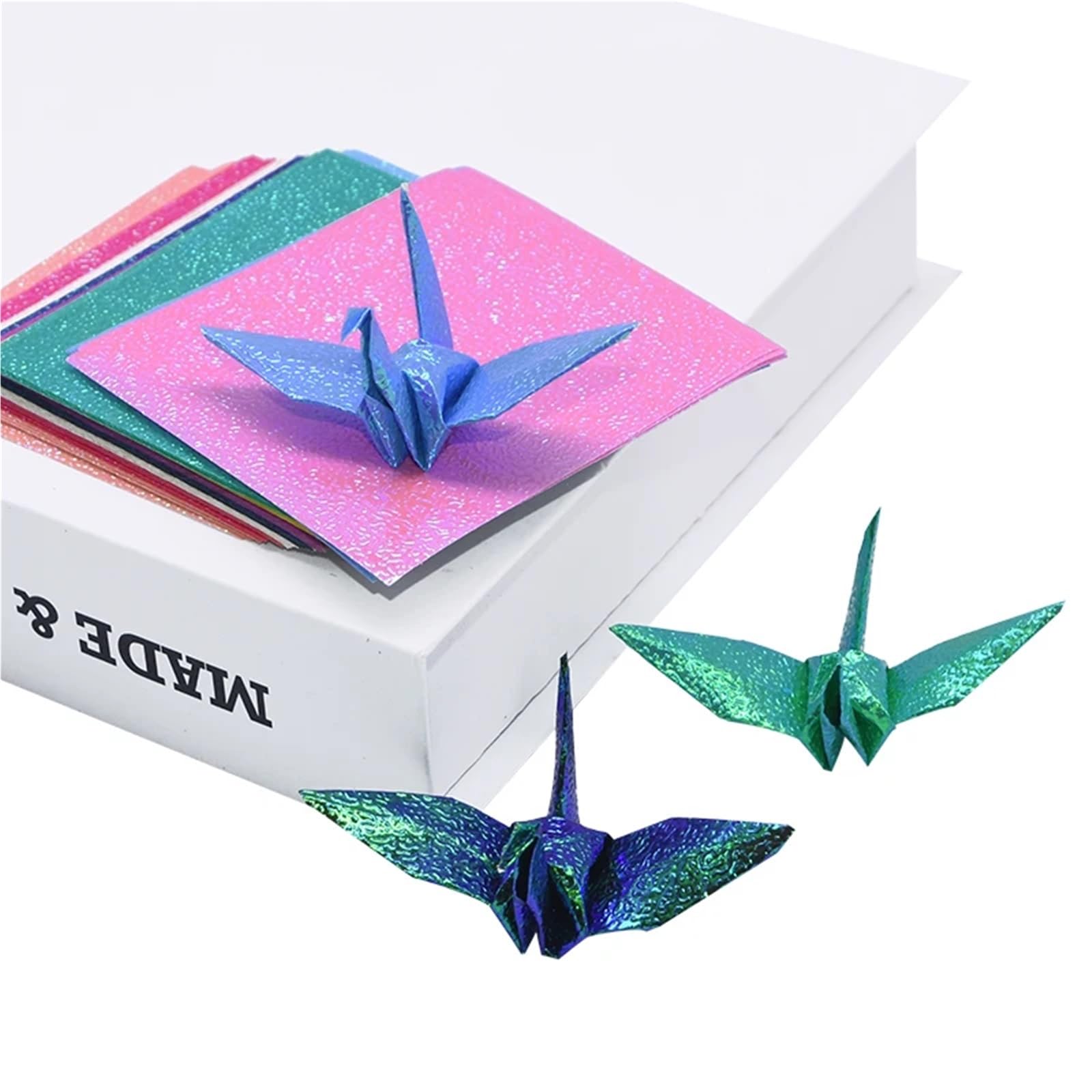 Świecący magazyn kart, 100 szt. papieru origami perłowego brokatu wielokolorowego w różnych rozmiarach(15x15CM)