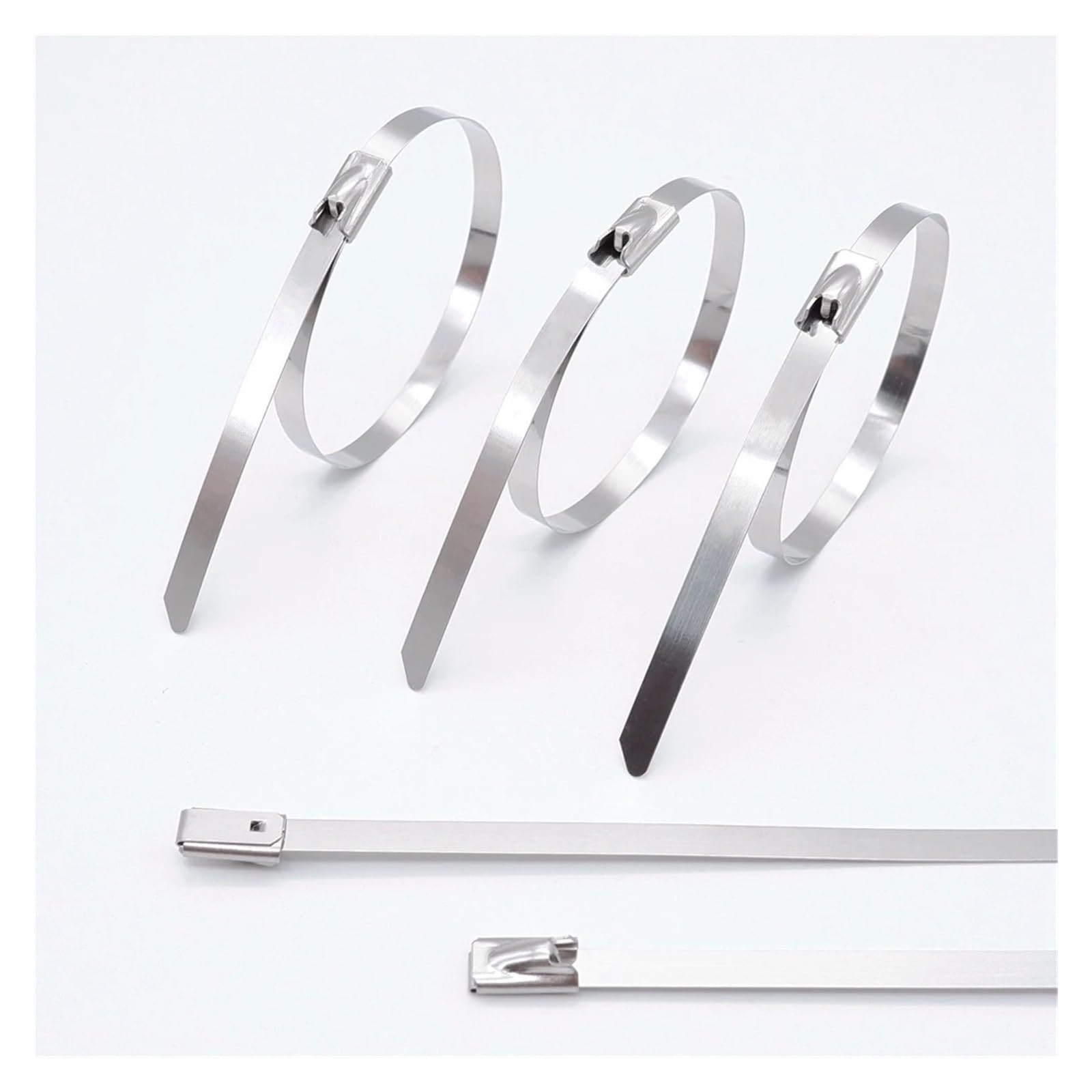 Fascette fermacavi metalliche in acciaio inossidabile da 50 pezzi, fascetta fermacavi autobloccante larghezza 4,6 mm, organizer per supporti fermacavi multiuso(4.6x1000mm)