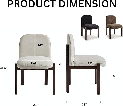 Miniatura 2 de Juego de 2 sillas de comedor de madera estilo granja, modernas sillas tapizadas de tela para cocina y comedor, cómodas sillas de lectura lateral con