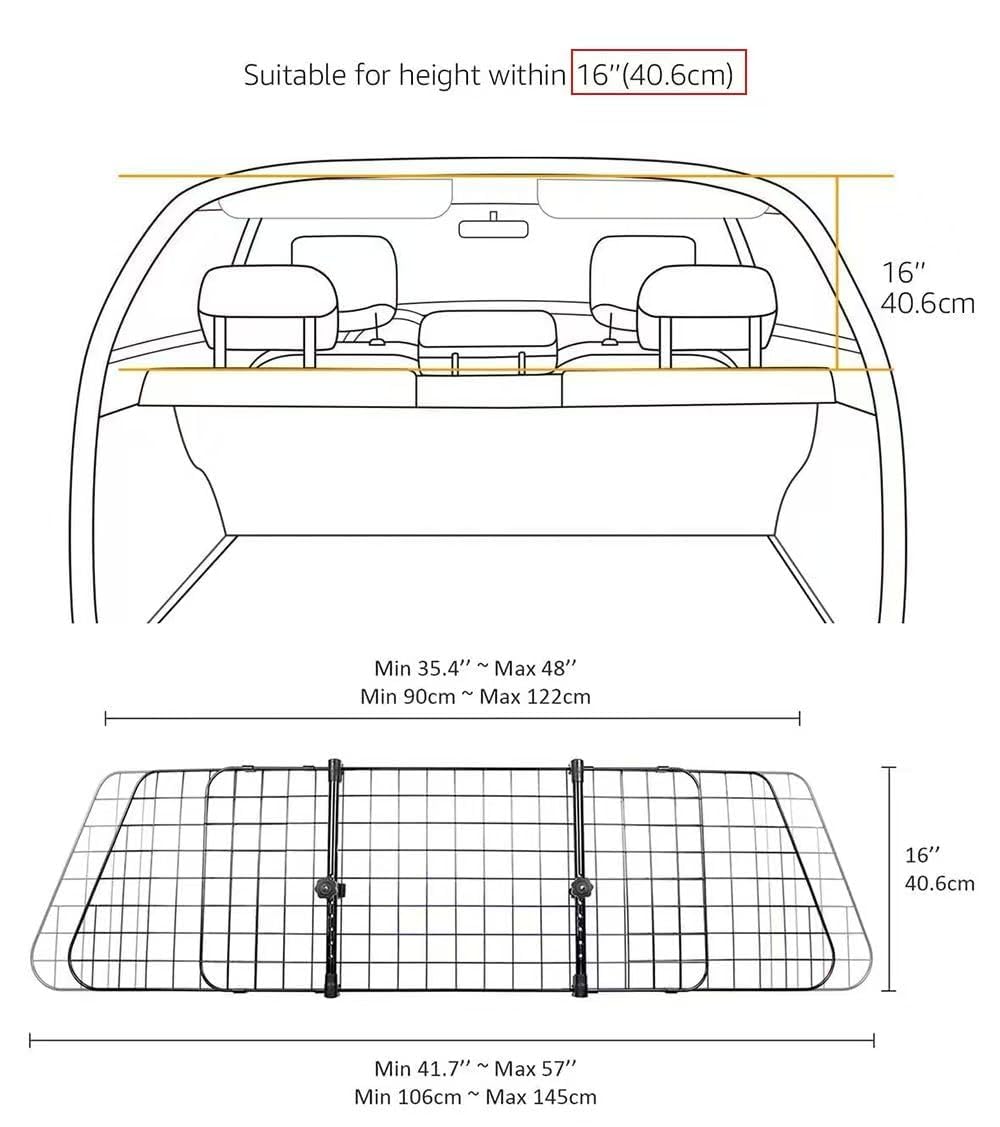 Griglia di protezione per cani resistente – barriera in rete resistente per bagagliaio – accessori da viaggio per auto per la sicurezza degli animali domestici