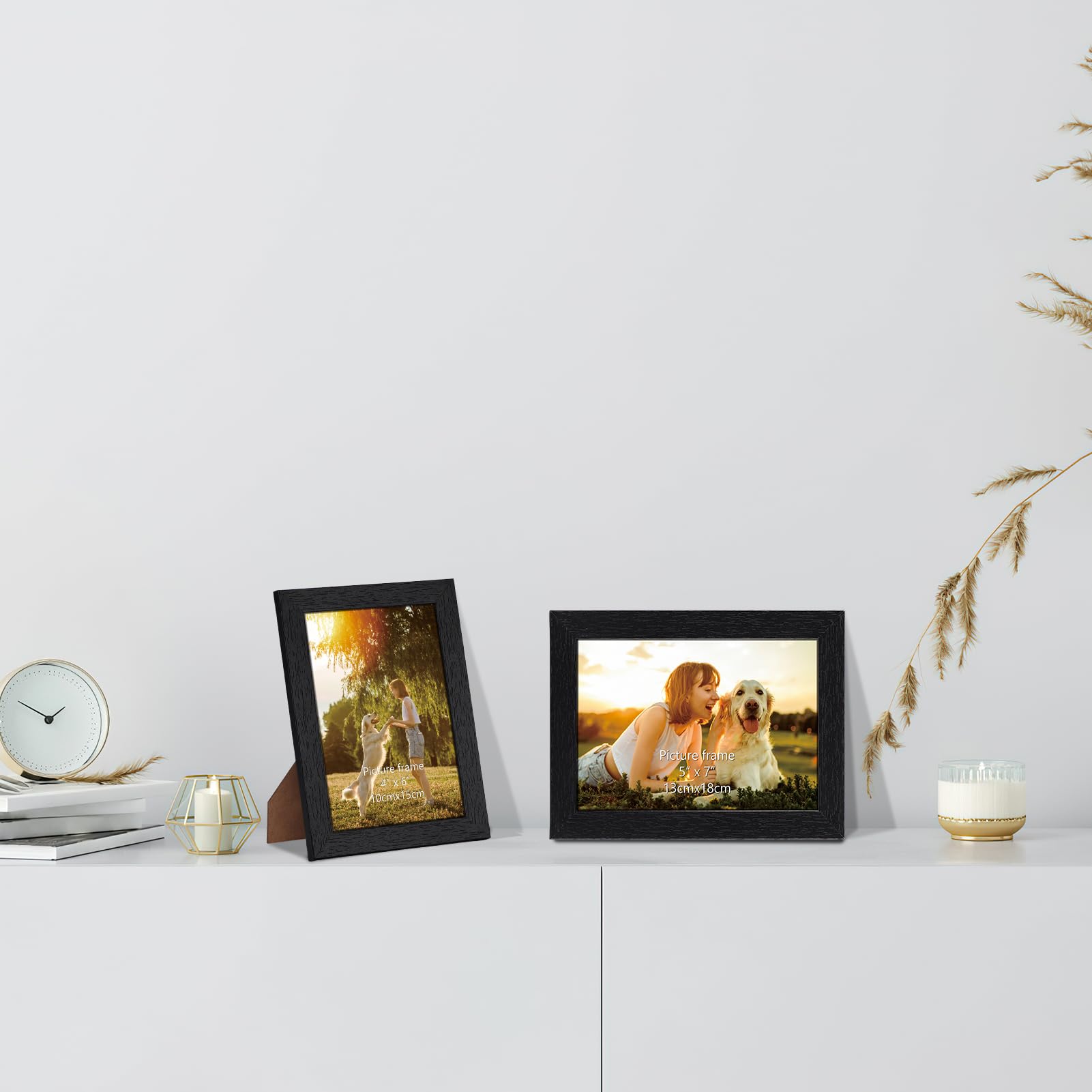 HORLIMER Cadre Photo 10x15 Lot de 15, Cadre Photo Noir en MDF pour montage mural ou pose sur la table, pour Chambre Bureau Salon et Gallerie