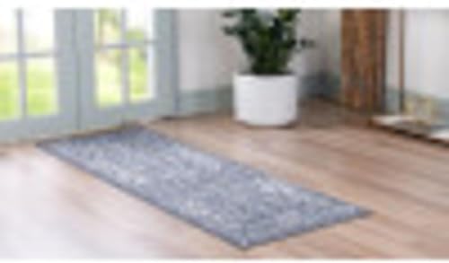 Miniatura 5 de Unique Loom Portland Collection - Alfombra Albany (2 pies 2 pulgadas x 8 pies, color azulgris)