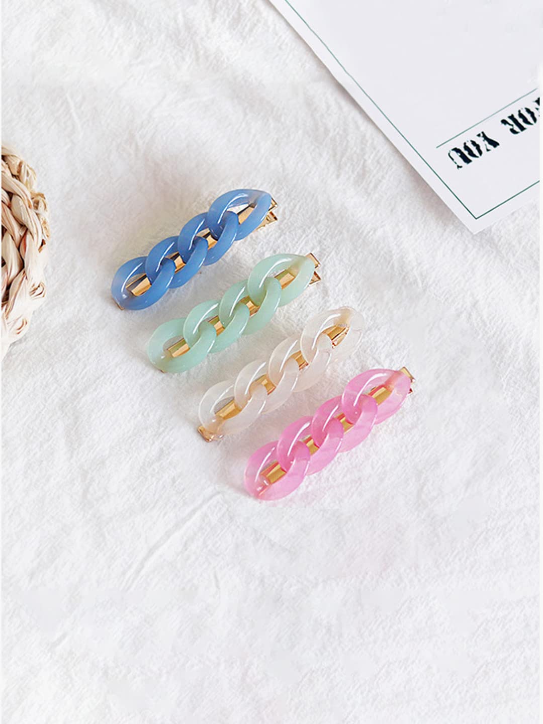 Chain Alligator Hair Clips Set of 4, Stylish Accessories