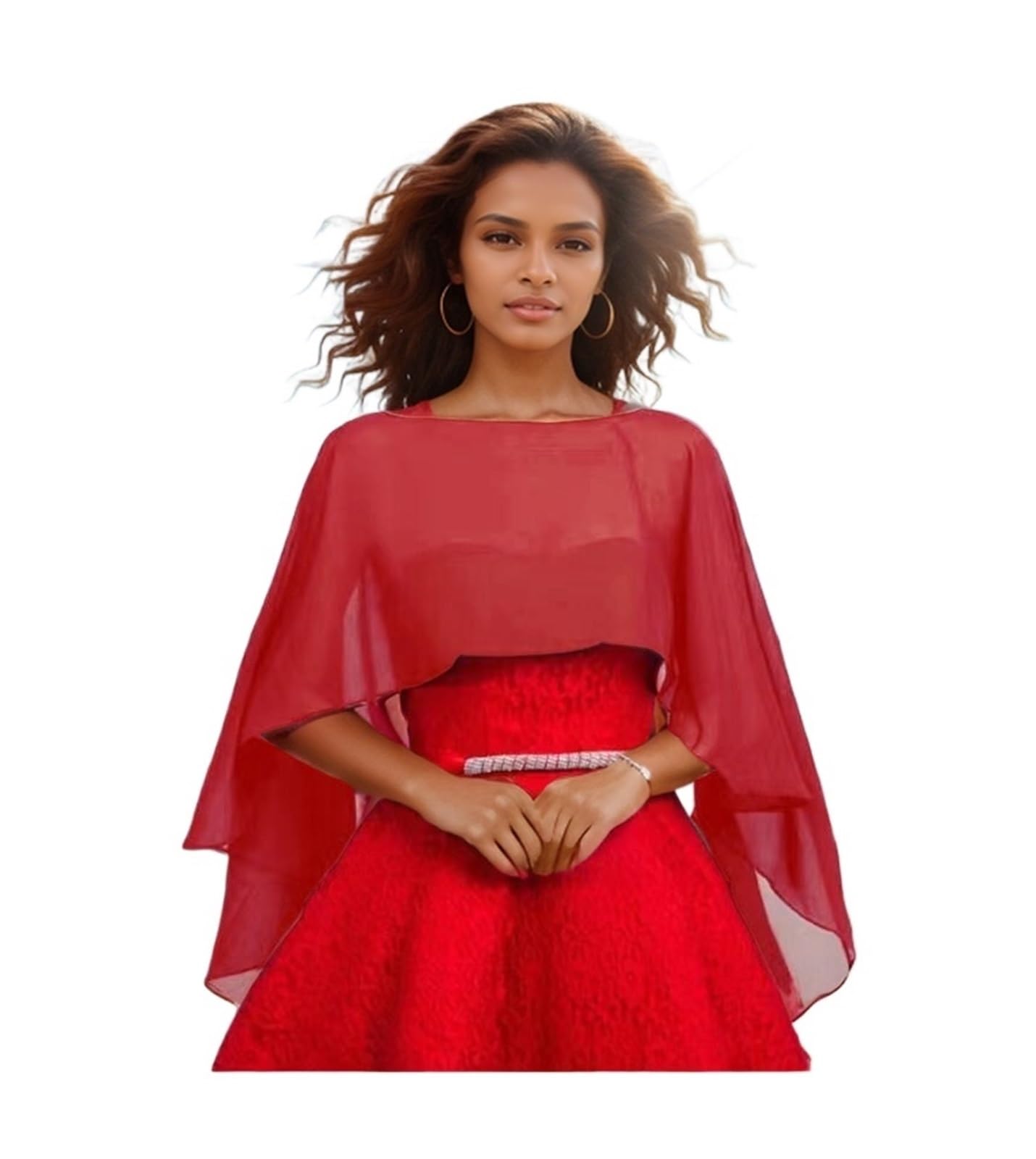 ZRHWSPD Chiffon Tops For Women Women's Ladies Wedding Capes Chiffon Jacket Wraps Shrug Bridal Bolero Long Shawl And Wraps(Burgundy)