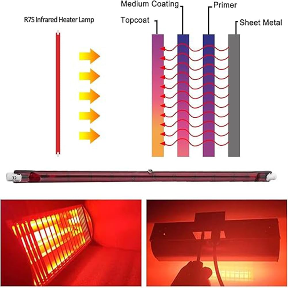Generico Lampadina alogena al Quarzo dimmerabile 1000W, 254mm, 1000 lm, lampadine riscaldanti a infrarossi 1000W R7S, 220V, lampadine riscaldanti Ruby,118mm200w,3packs
