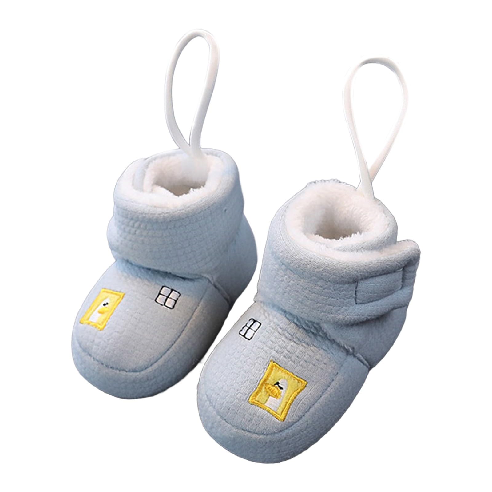 Unisex Baby Cozy Fleece Booties Boys Girls Winter Sock Slippers Infant Soft Sole Warm Sock Shoes Newborn Anti-Slip Boots (Blue, 3-6 Months)