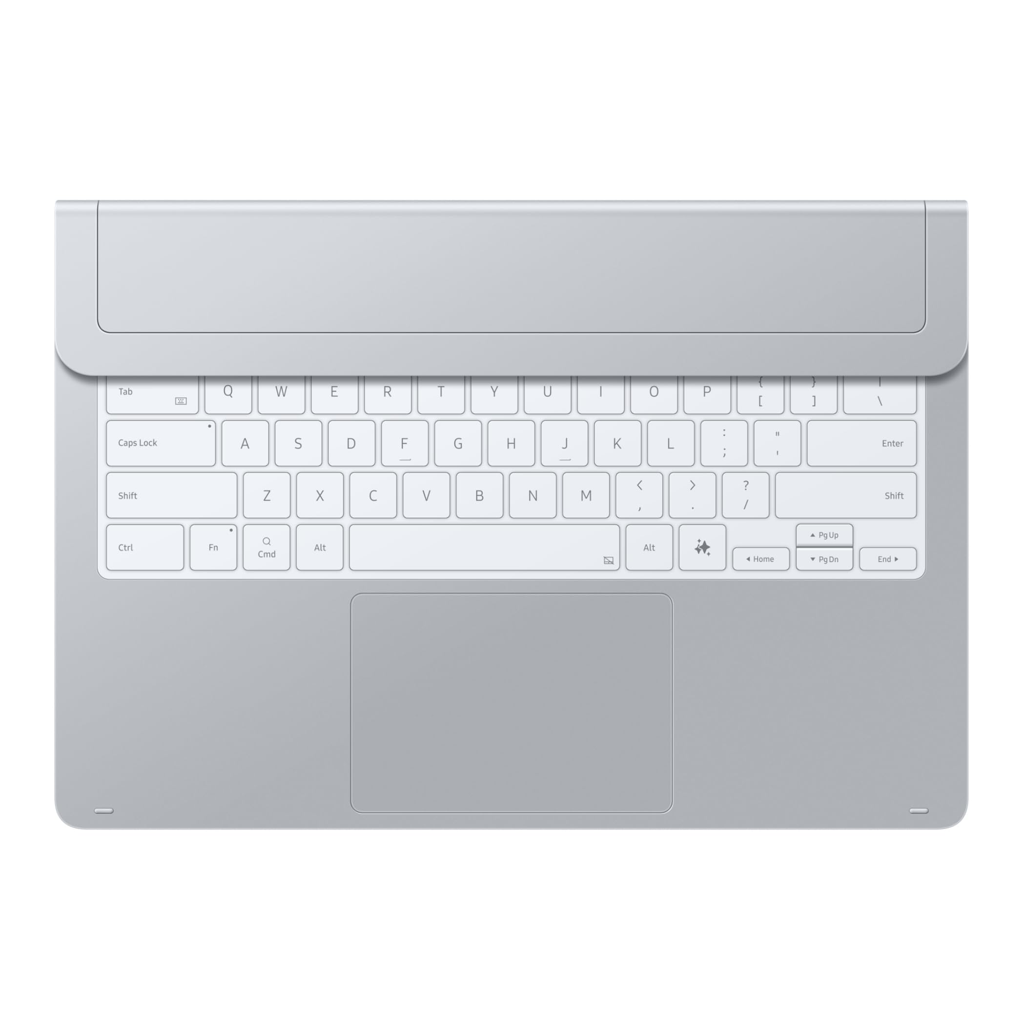 Samsung Pro Keyboard EF-DX935 do Galaxy Tab S11 Ultra z klawiaturą QWERTZ, dużym gładzikiem, przyciskiem AI i przyciskami funkcyjnymi, smukła aluminiowa konstrukcja, srebrna