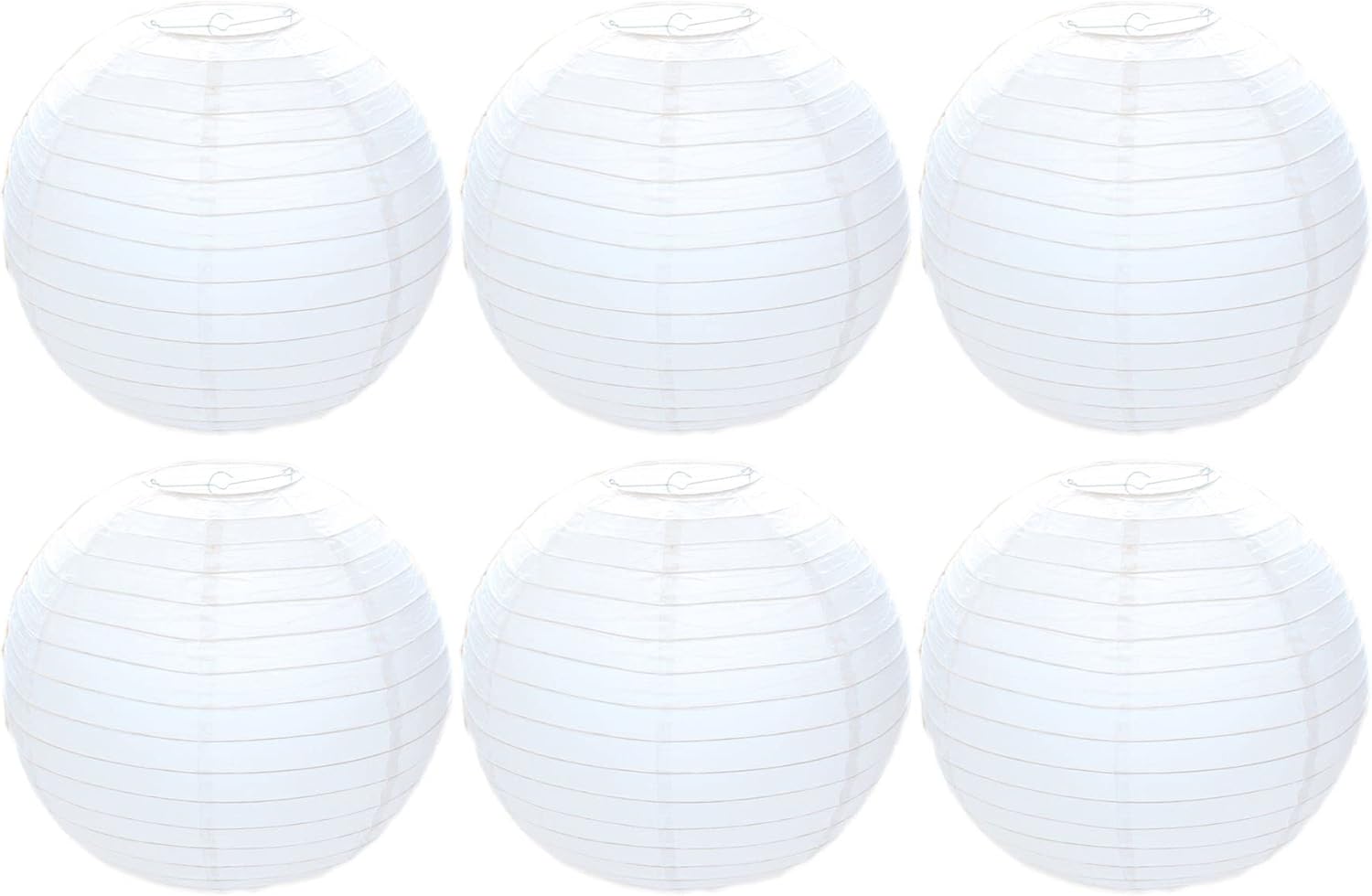50cm Pack of 6 Round White Paper Light Shade Lantern Classic Bamboo