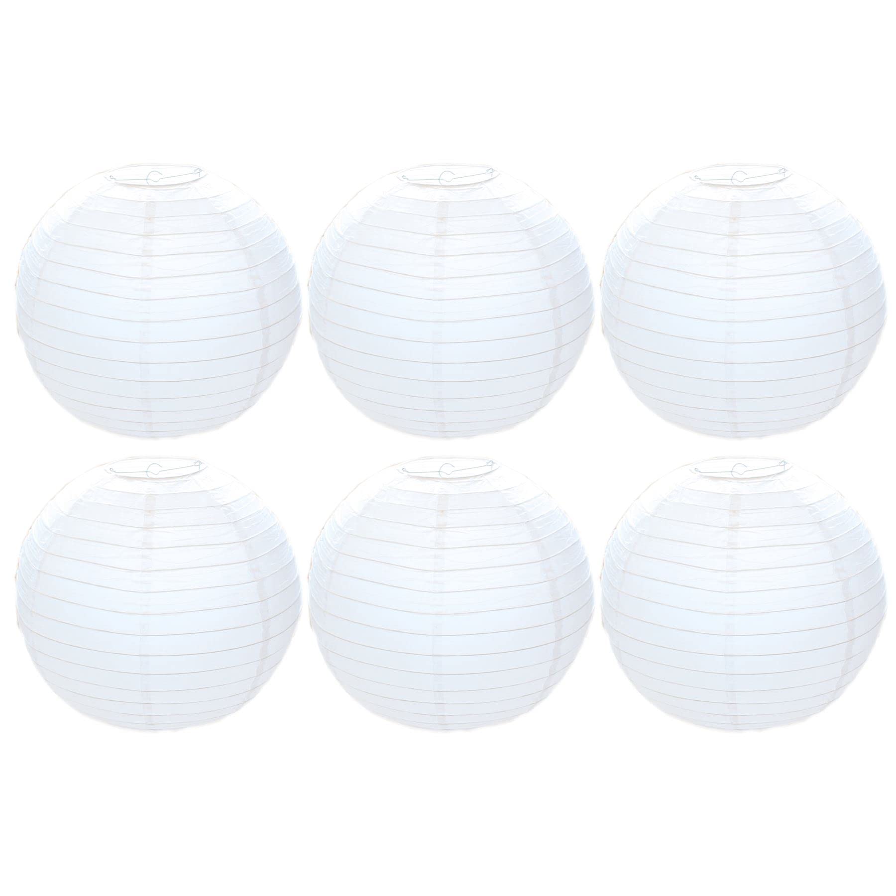 Carousel Home Pack Of 6 50Cm Round White Paper Light Shade Lantern | Classic Bamboo Style Ribbed Paper Lampshade | Large Circle Ceiling Lightshade Lampshades For Ceiling Lights