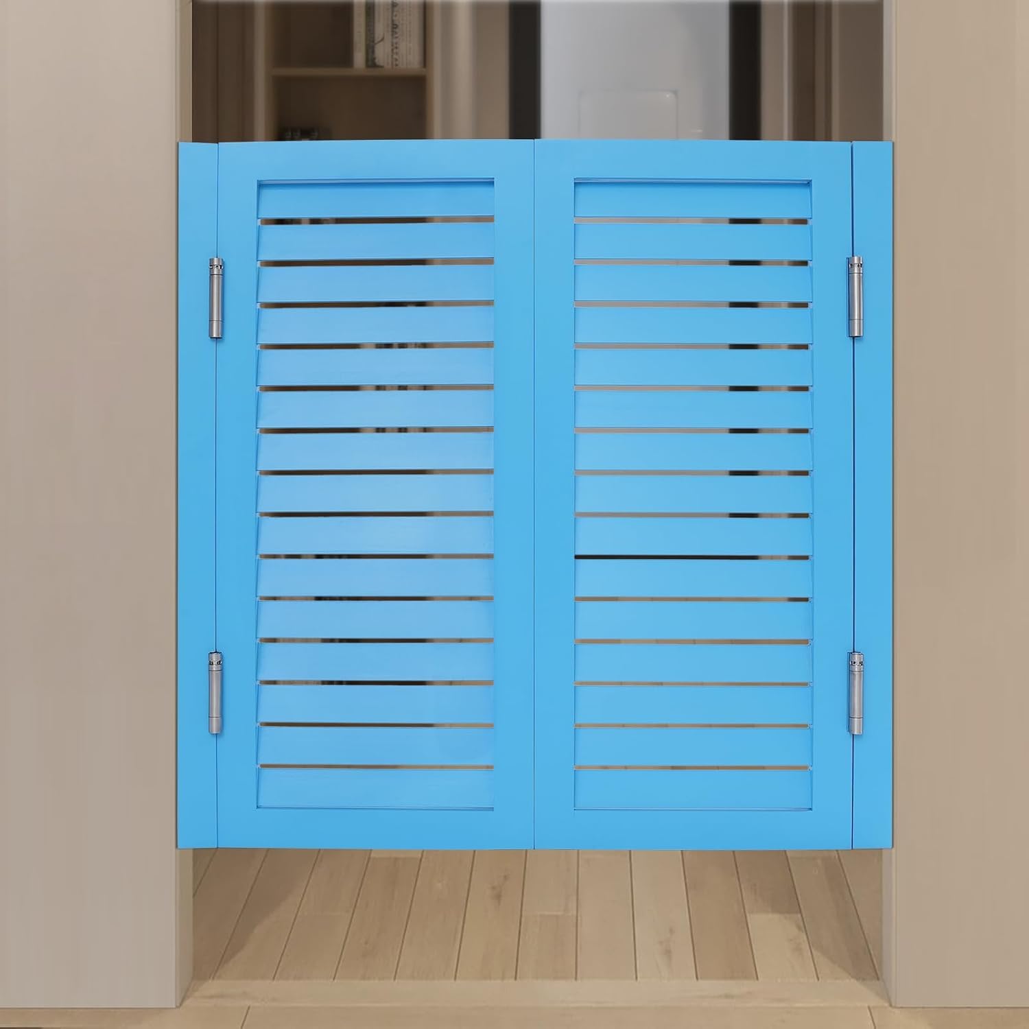 Porta a Battente bidirezionale per Bar, Ristorante e Cucina, con Cerniere a Molla, Finitura in Legno. (35.43(W) x35.43(H) in)